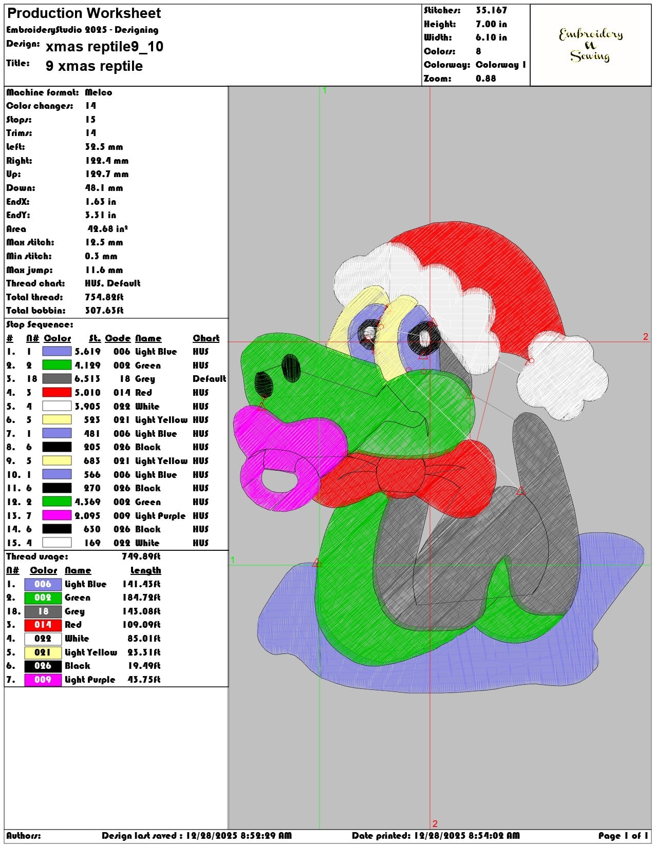 xmas reptile9  - Elegant embroidery design file - instant download — view 3
