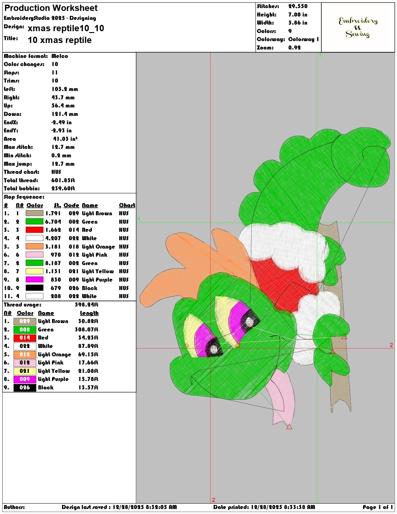 xmas reptile10  - Elegant embroidery design file - instant download — view 3