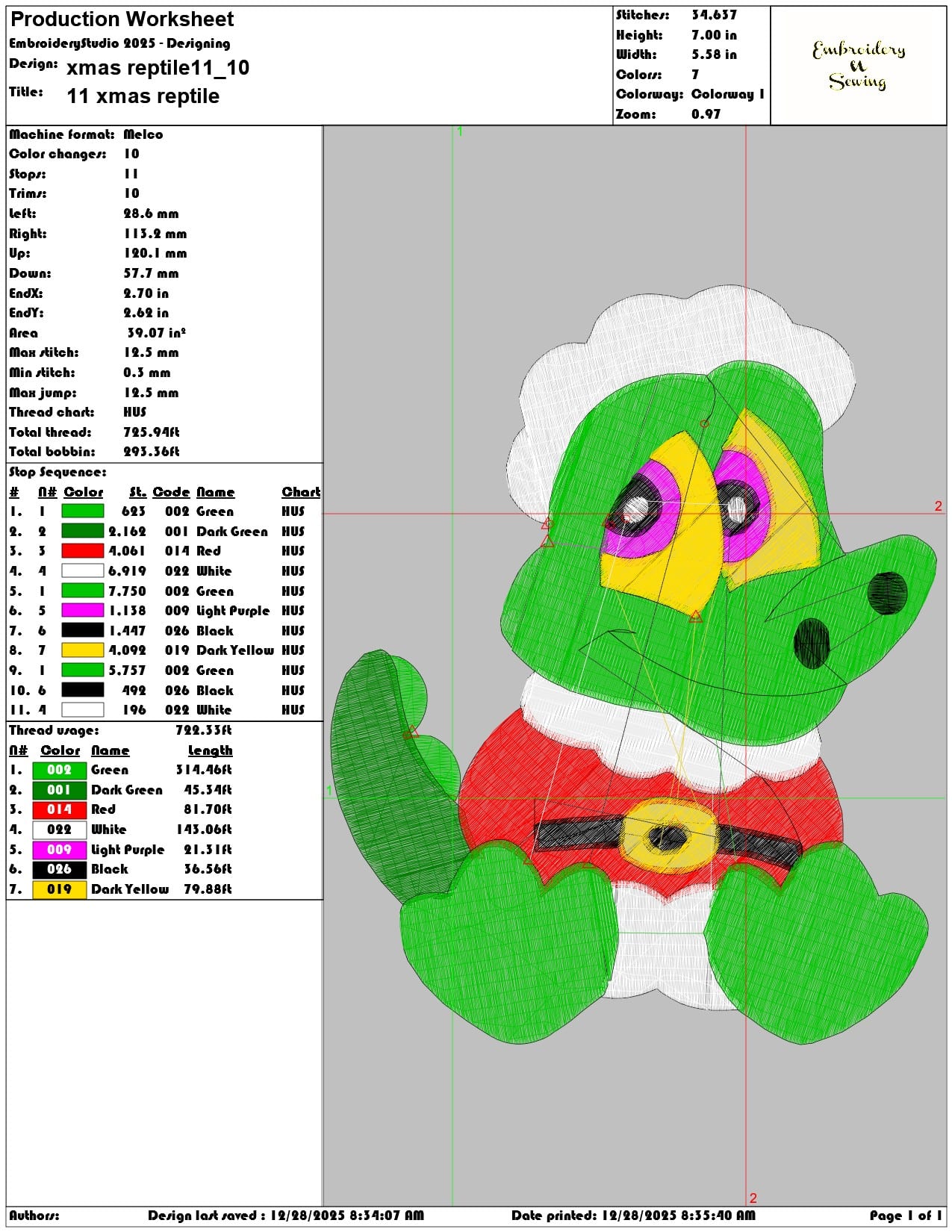 xmas reptile11  - Elegant embroidery design file - instant download — view 3