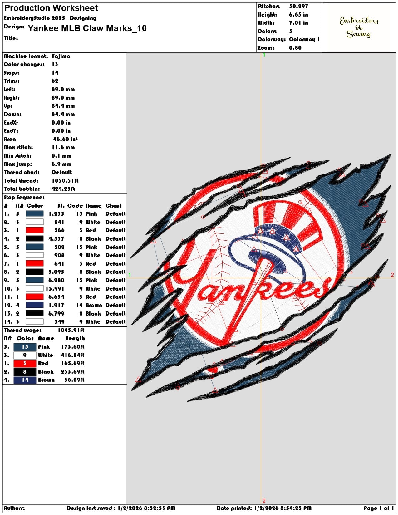 Yankee MLB Claw Marks  - Elegant embroidery design file - instant download — view 3