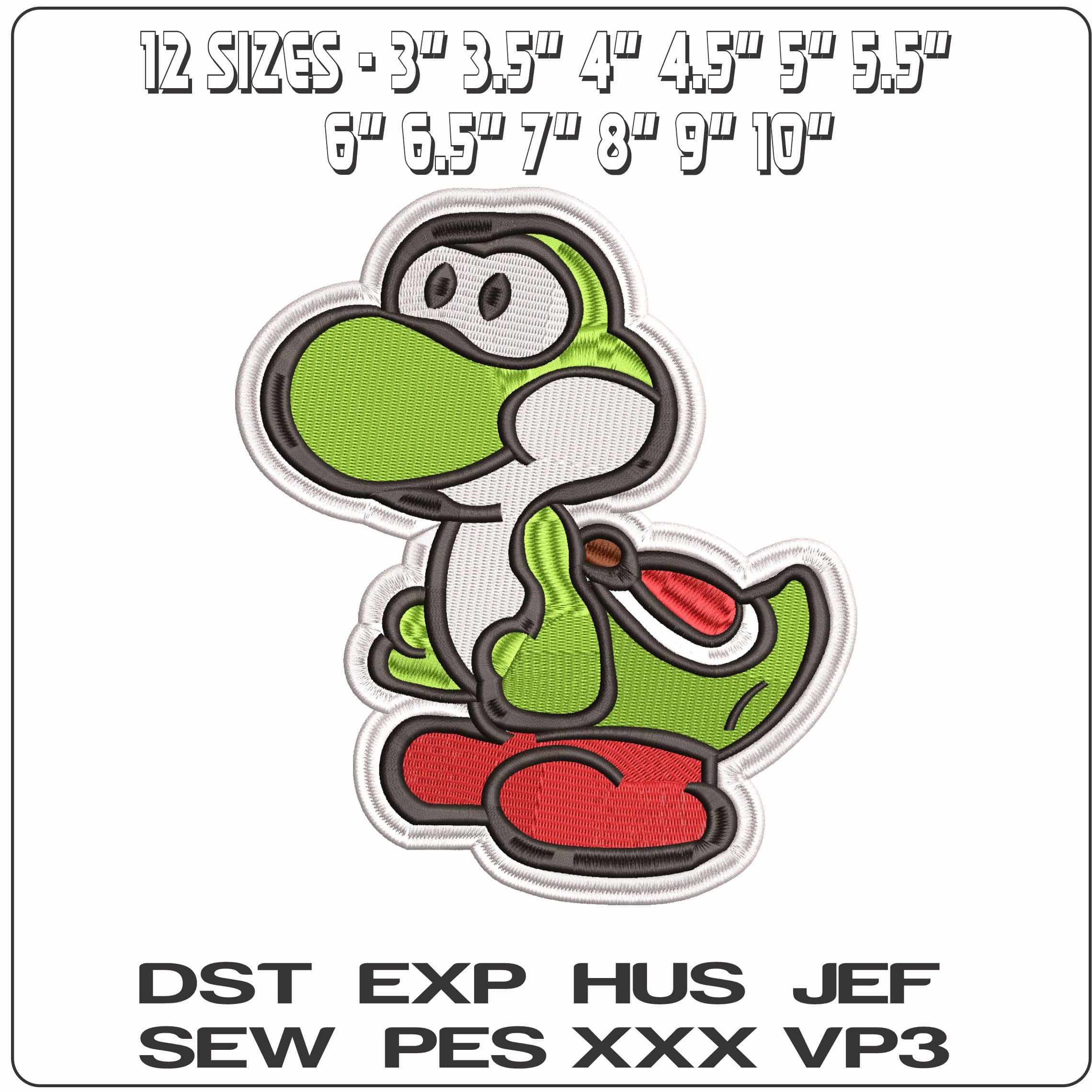 Yoshi Super Mario Bros  - Elegant embroidery design file - instant download — view 2