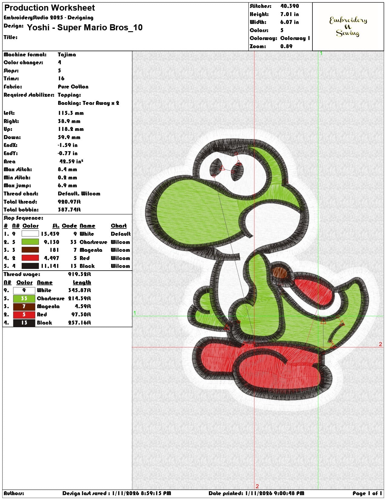 Yoshi Super Mario Bros  - Elegant embroidery design file - instant download — view 3