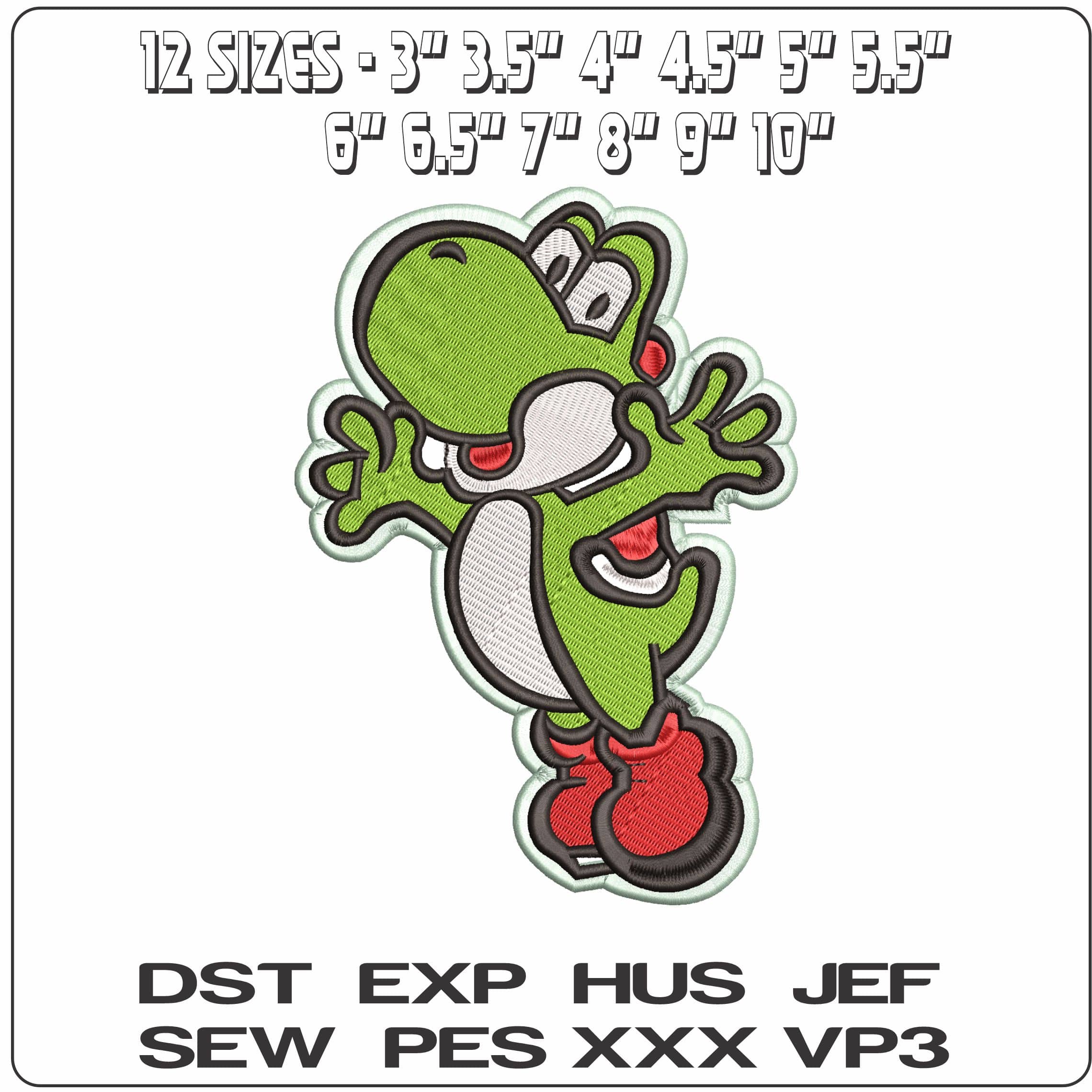 Yoshi Jumping Super Mario Bros  - Elegant embroidery design file - instant download — view 2