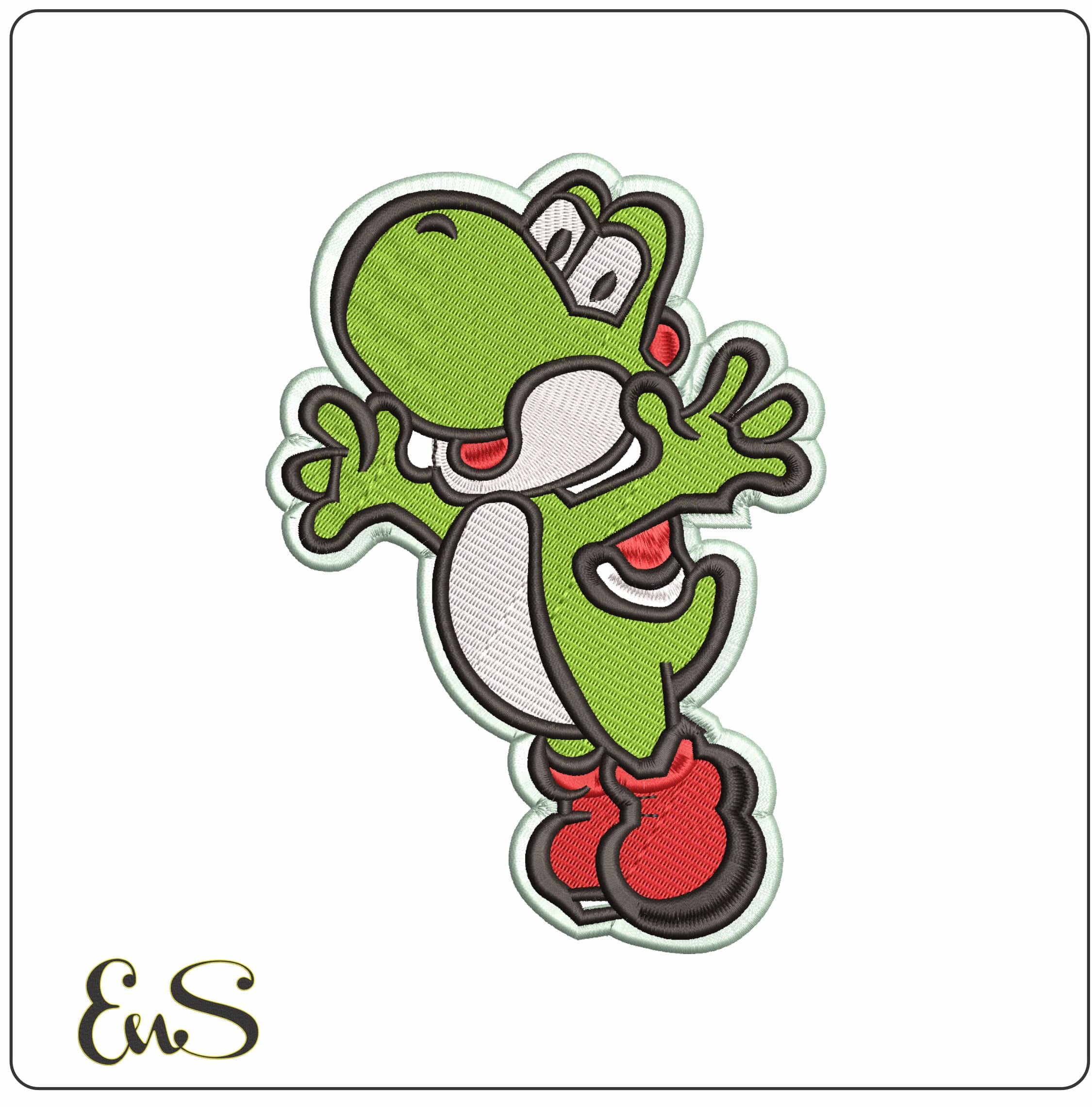 Yoshi Jumping Super Mario Bros  - Elegant embroidery design file - instant download