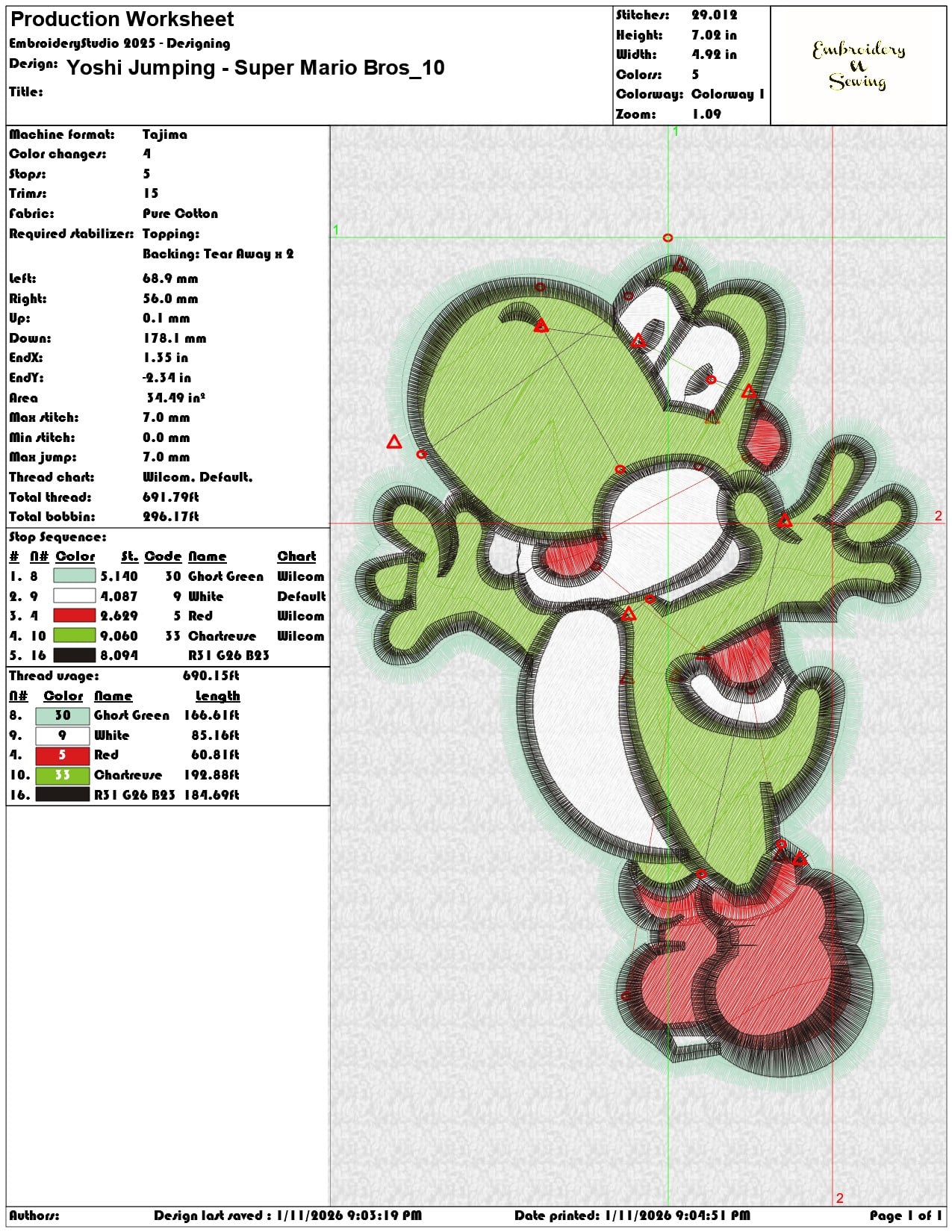 Yoshi Jumping Super Mario Bros  - Elegant embroidery design file - instant download — view 3