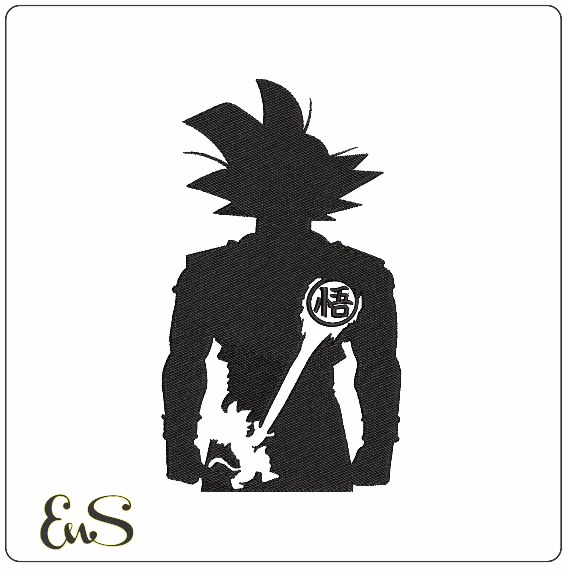 Young Goku in Shadow Dragon Ball Anime  - Elegant embroidery design file - instant download