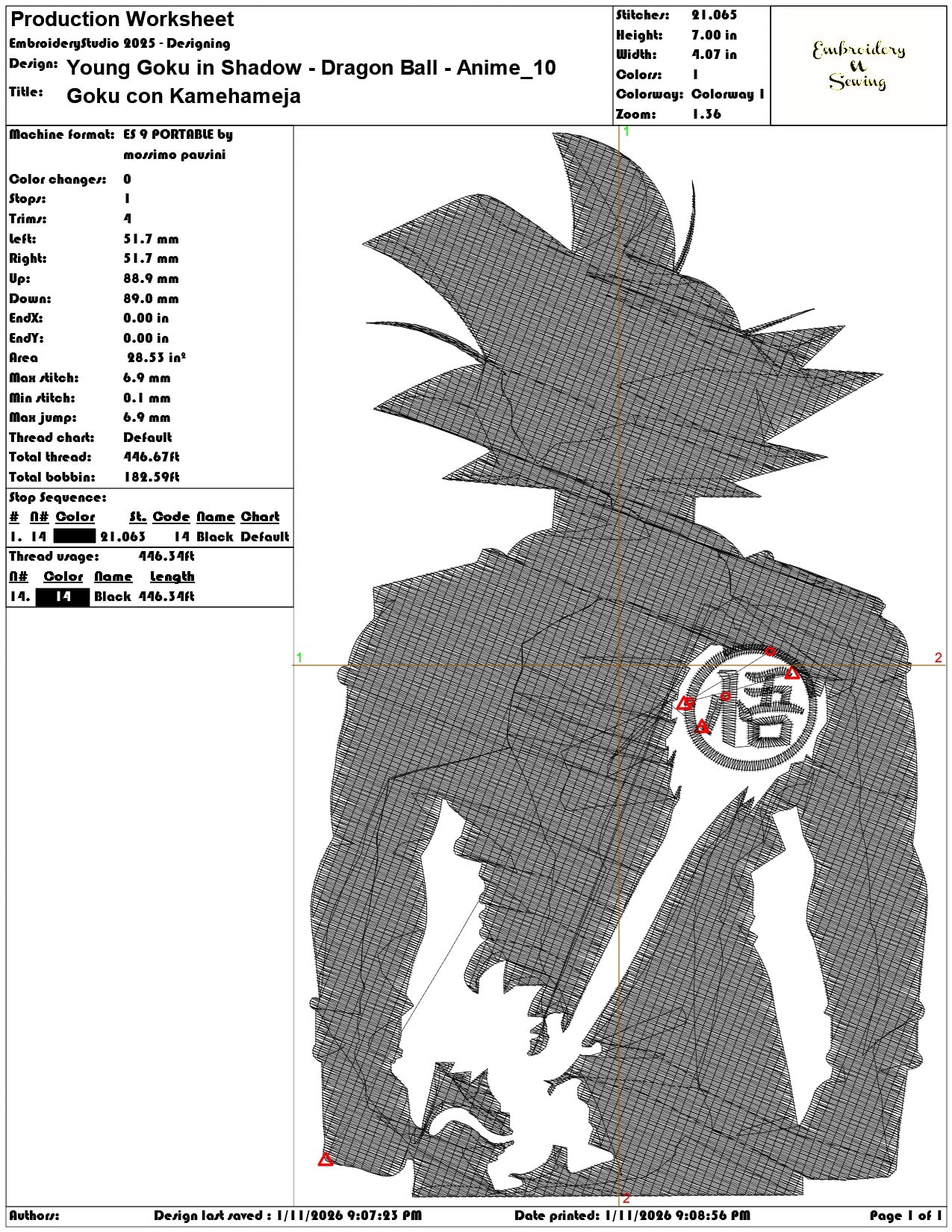 Young Goku in Shadow Dragon Ball Anime  - Elegant embroidery design file - instant download — view 3