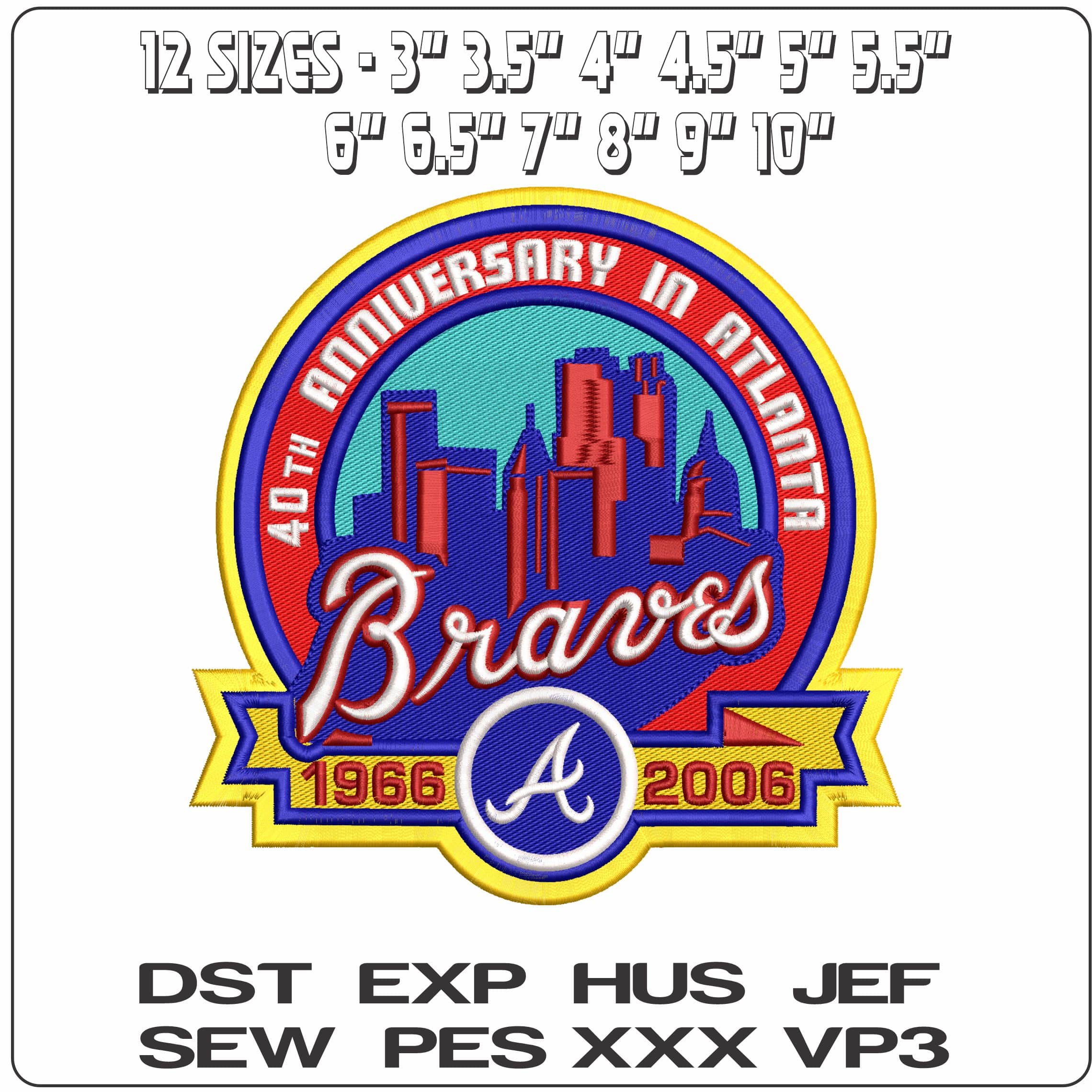 40th Annivarsary Atlanta Braves MLB  - Elegant embroidery design file - instant download — view 2
