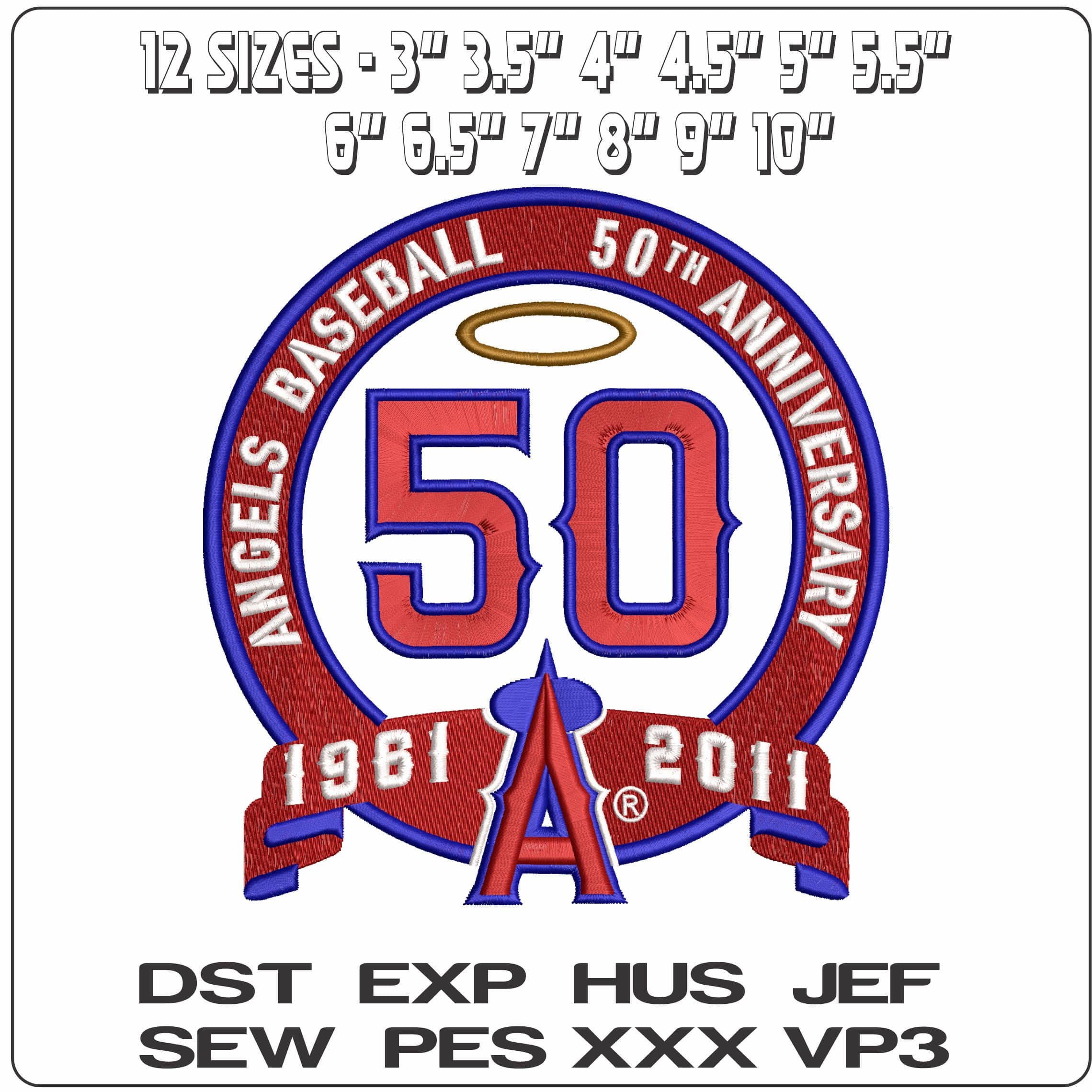 50 ANNIVERSARY ANGELS  - Elegant embroidery design file - instant download — view 2