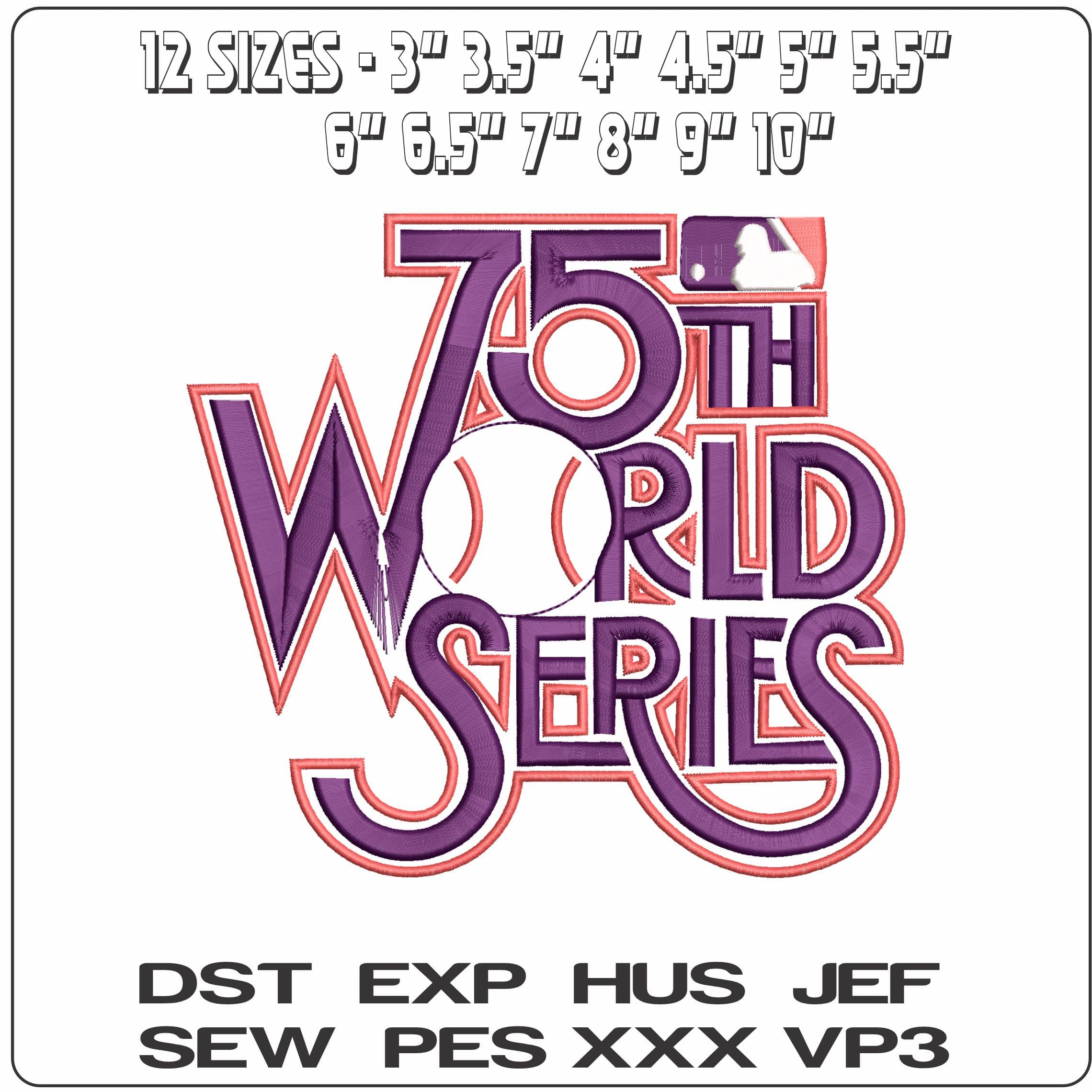 75 TH WORLD SERIES  - Elegant embroidery design file - instant download — view 2