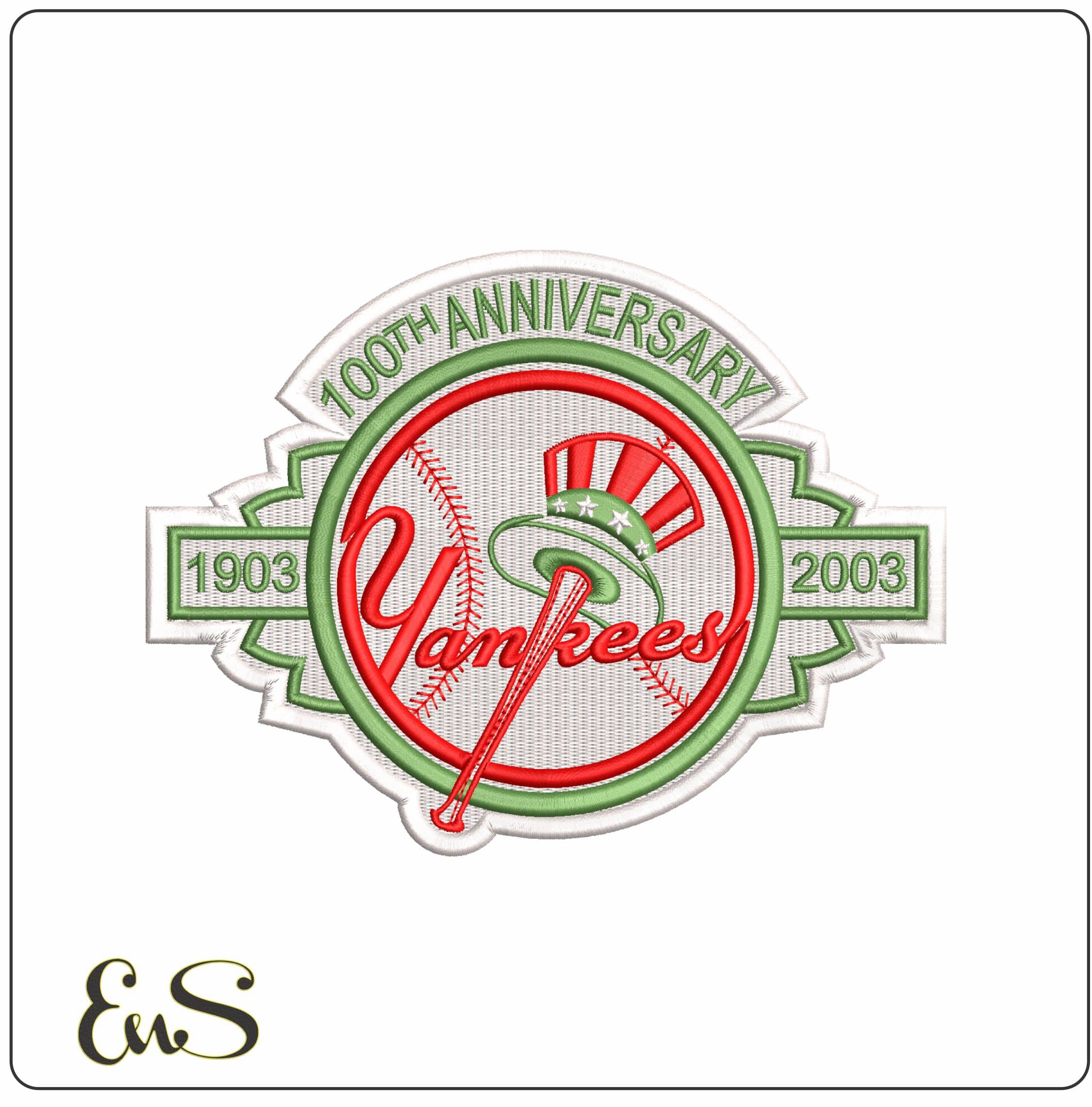 100 ANNIVERSARY YANKEES  - Elegant embroidery design file - instant download