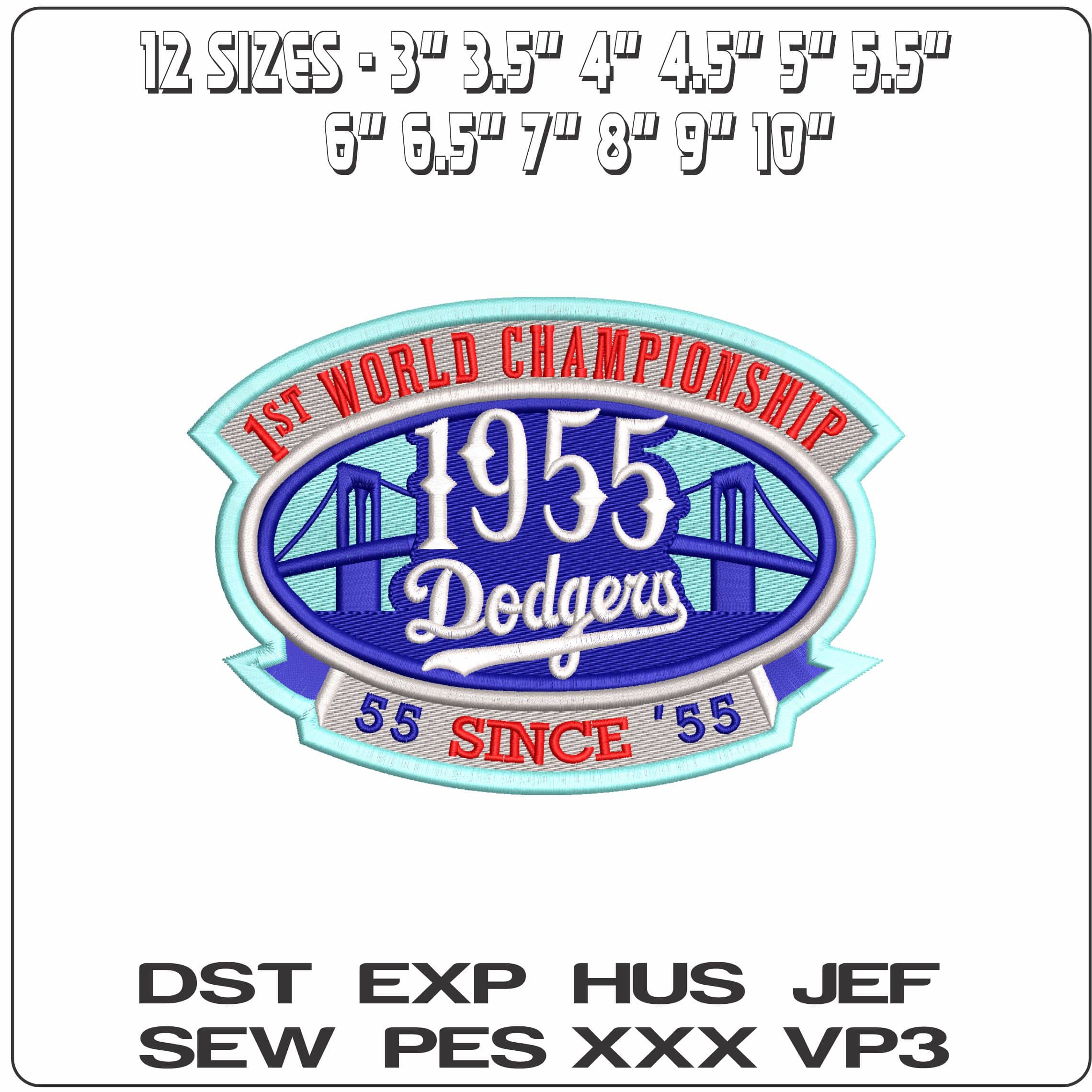 1955 DODGERS  - Elegant embroidery design file - instant download — view 2