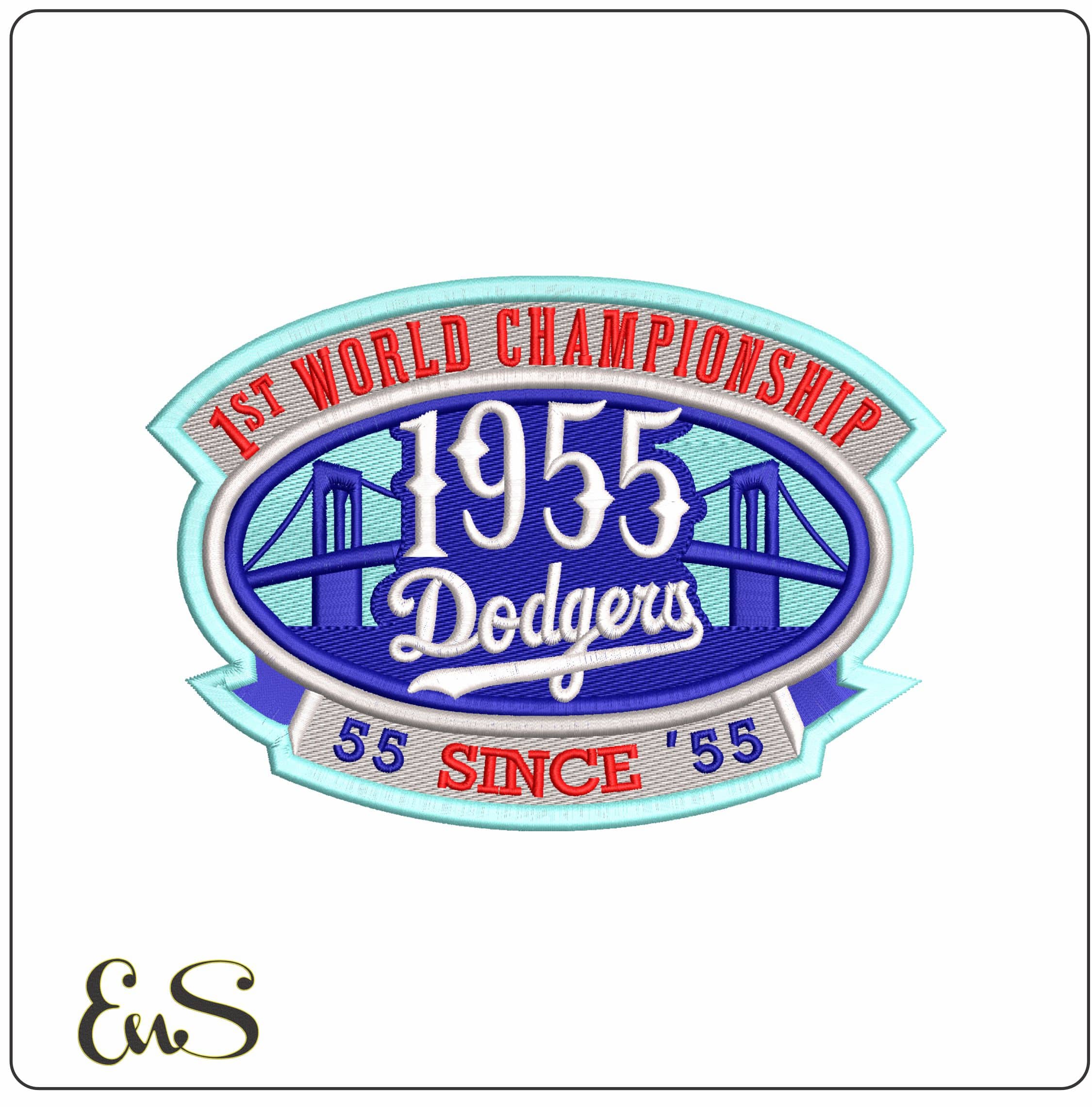 1955 DODGERS  - Elegant embroidery design file - instant download