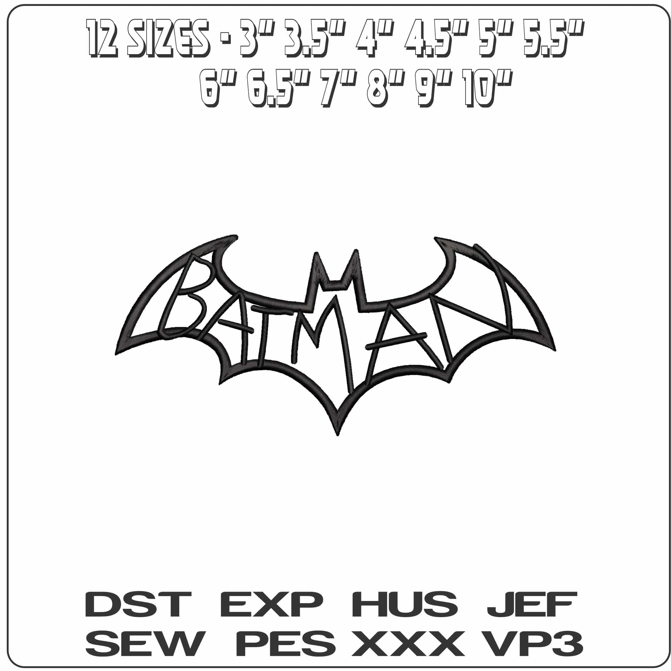 1970s Batman Logo  - Elegant embroidery design file - instant download — view 2