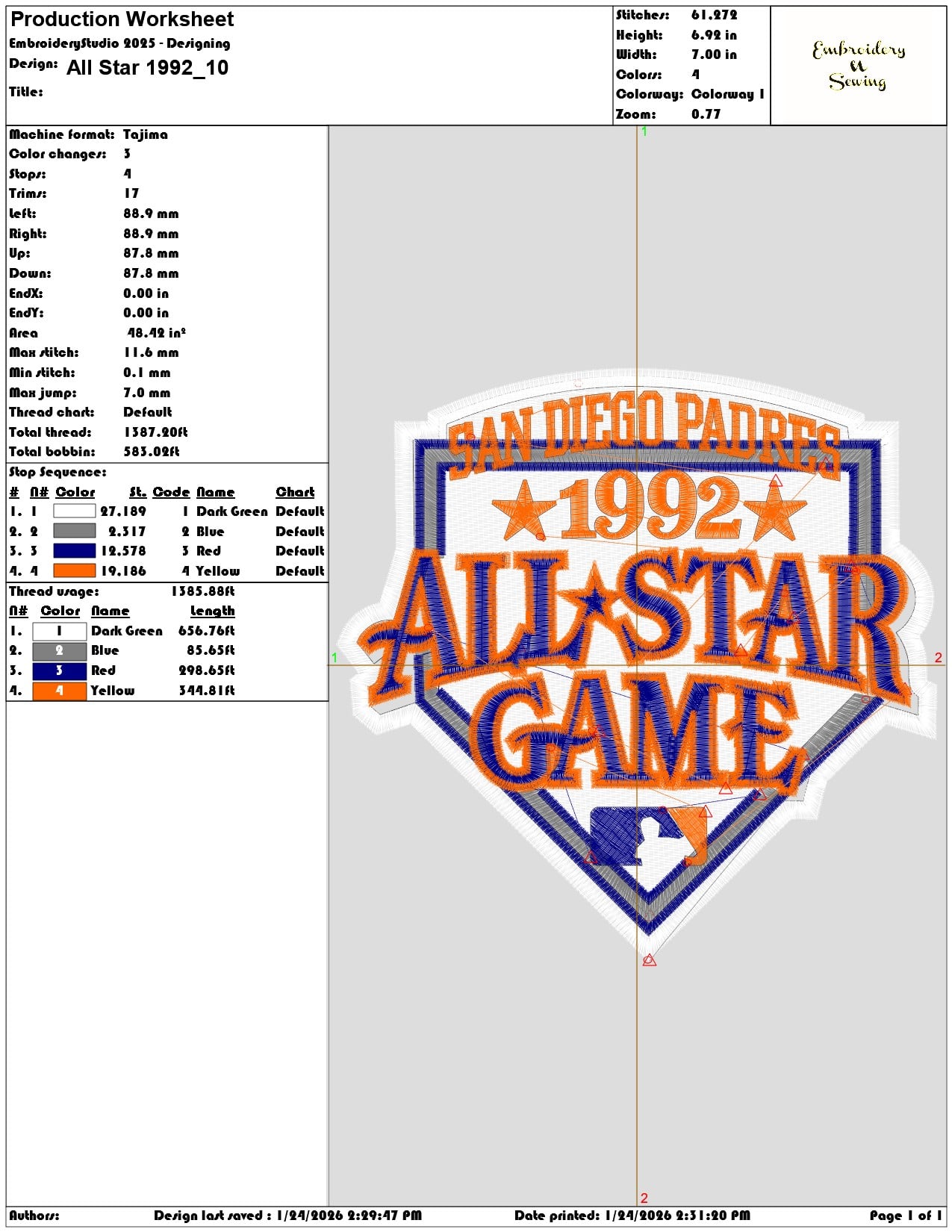 All Star 1992  - Elegant embroidery design file - instant download — view 3