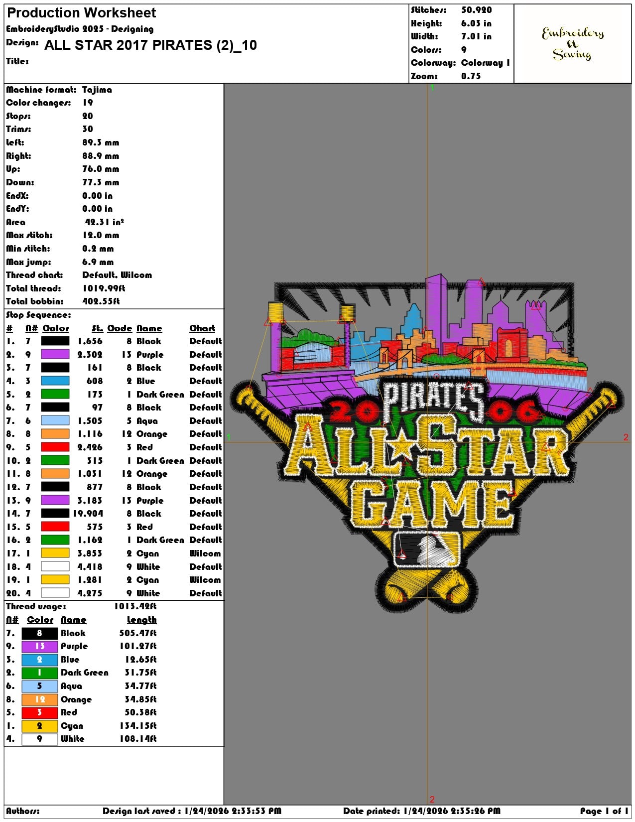 ALL STAR 2017 PIRATES (2)  - Elegant embroidery design file - instant download — view 3