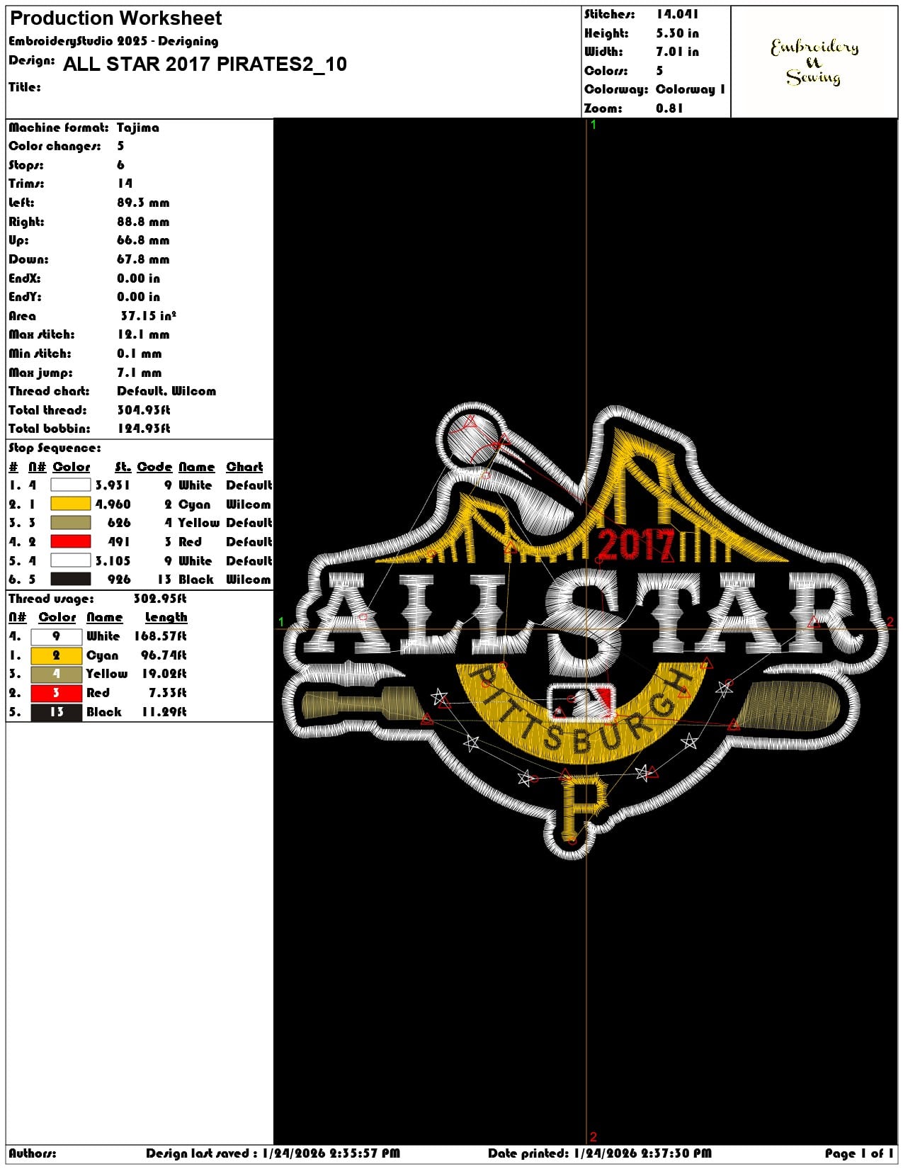 ALL STAR 2017 PIRATES2   - Elegant embroidery design file - instant download — view 3