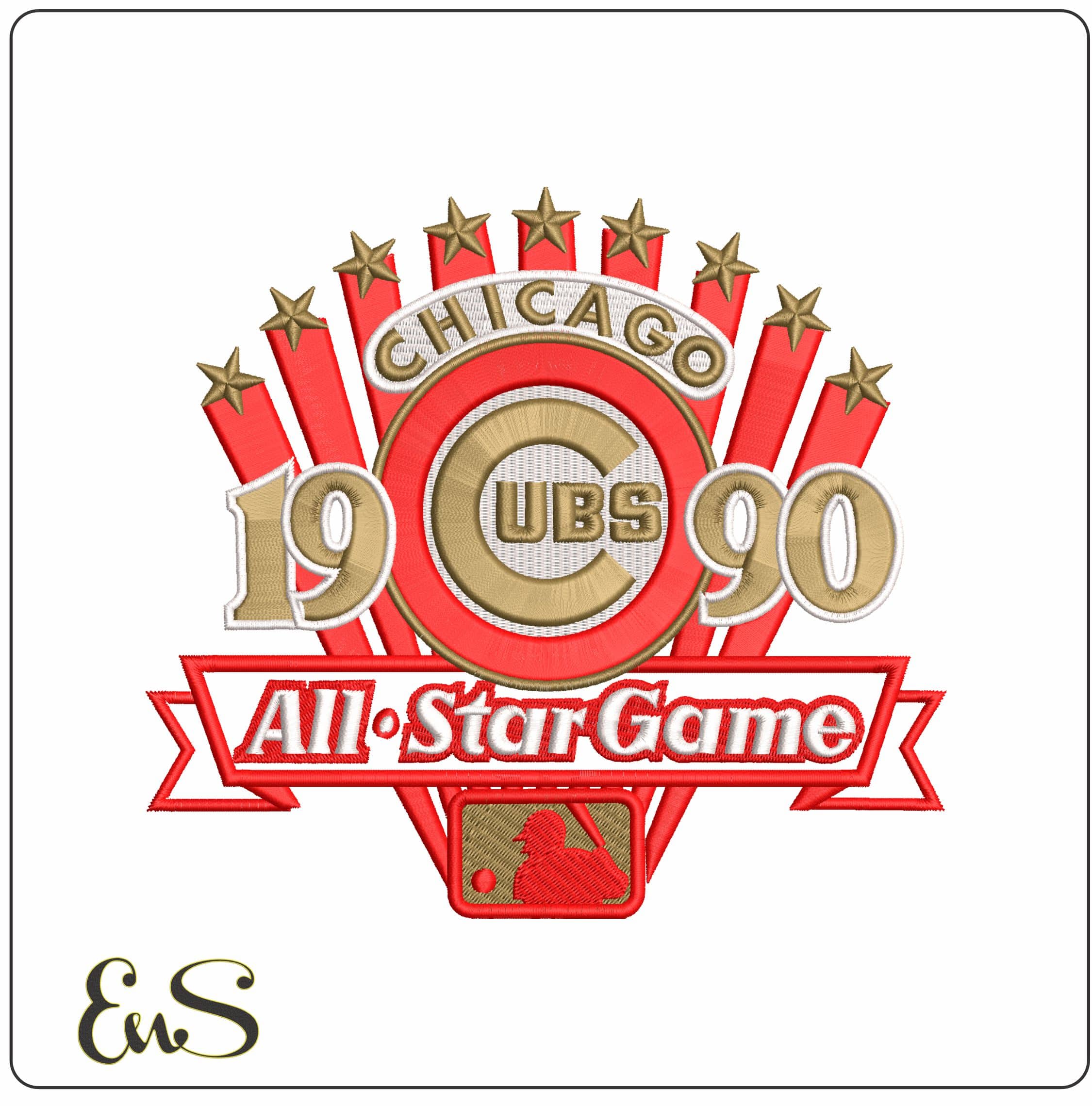 ALL STAR CUBS 1990   - Elegant embroidery design file - instant download