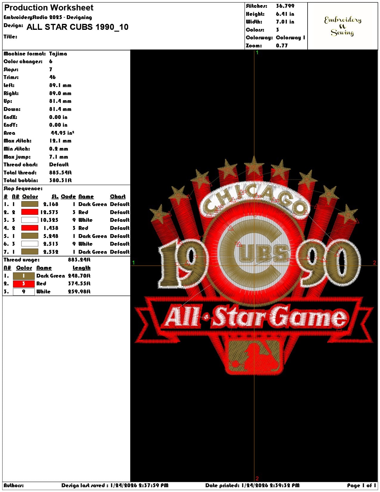 ALL STAR CUBS 1990   - Elegant embroidery design file - instant download — view 3