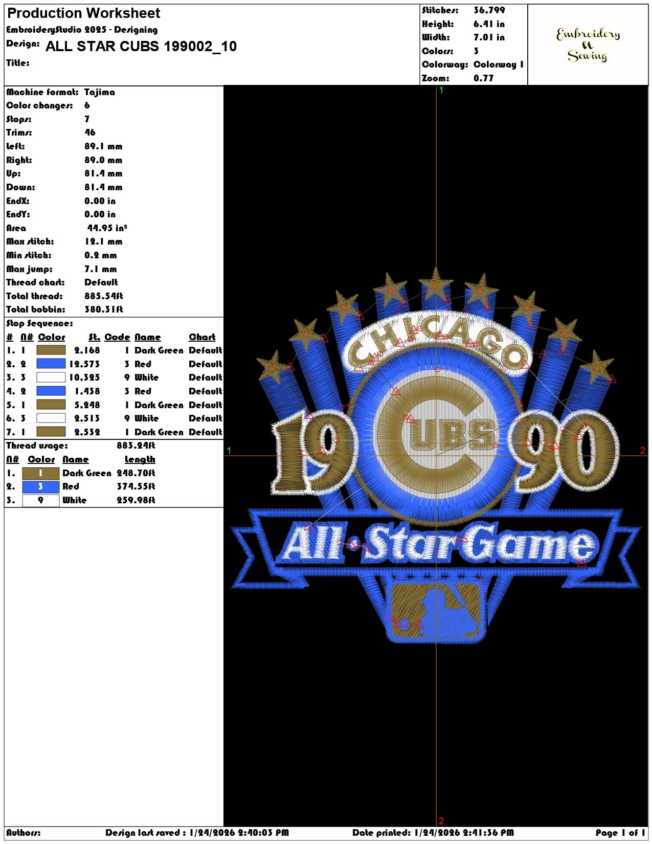 ALL STAR CUBS 199002   - Elegant embroidery design file - instant download — view 3