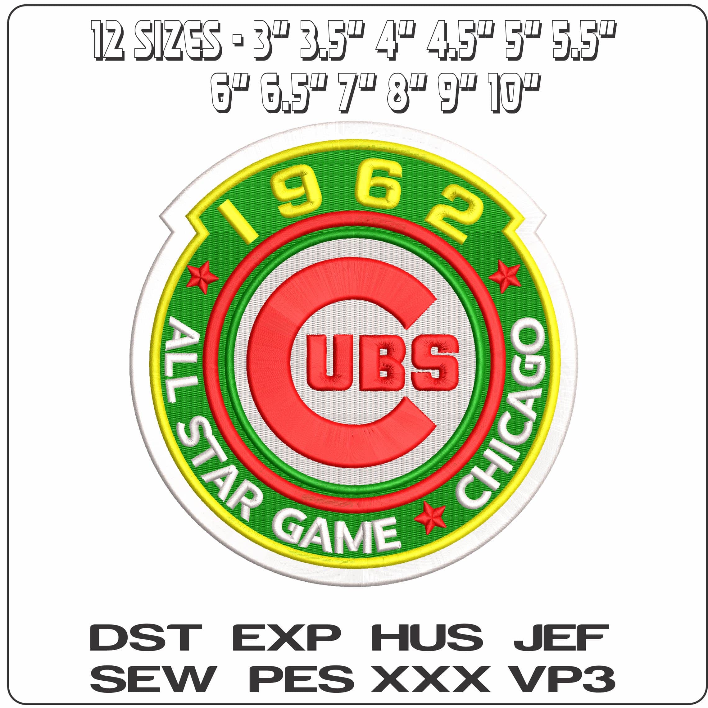 ALL STAR GAME 1962   - Elegant embroidery design file - instant download — view 2