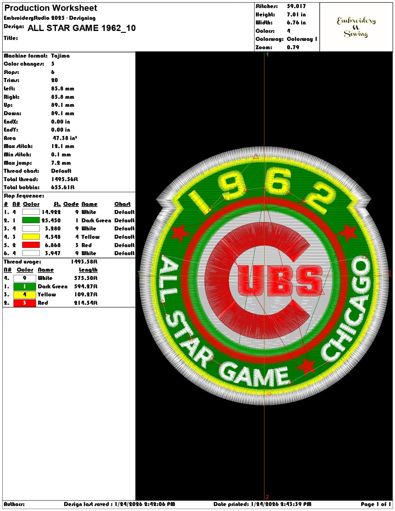ALL STAR GAME 1962   - Elegant embroidery design file - instant download — view 3