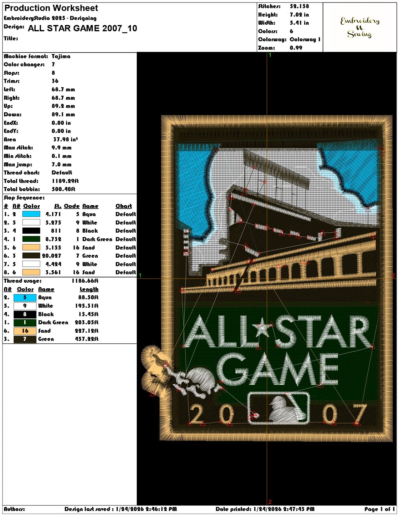 ALL STAR GAME 2007   - Elegant embroidery design file - instant download — view 3