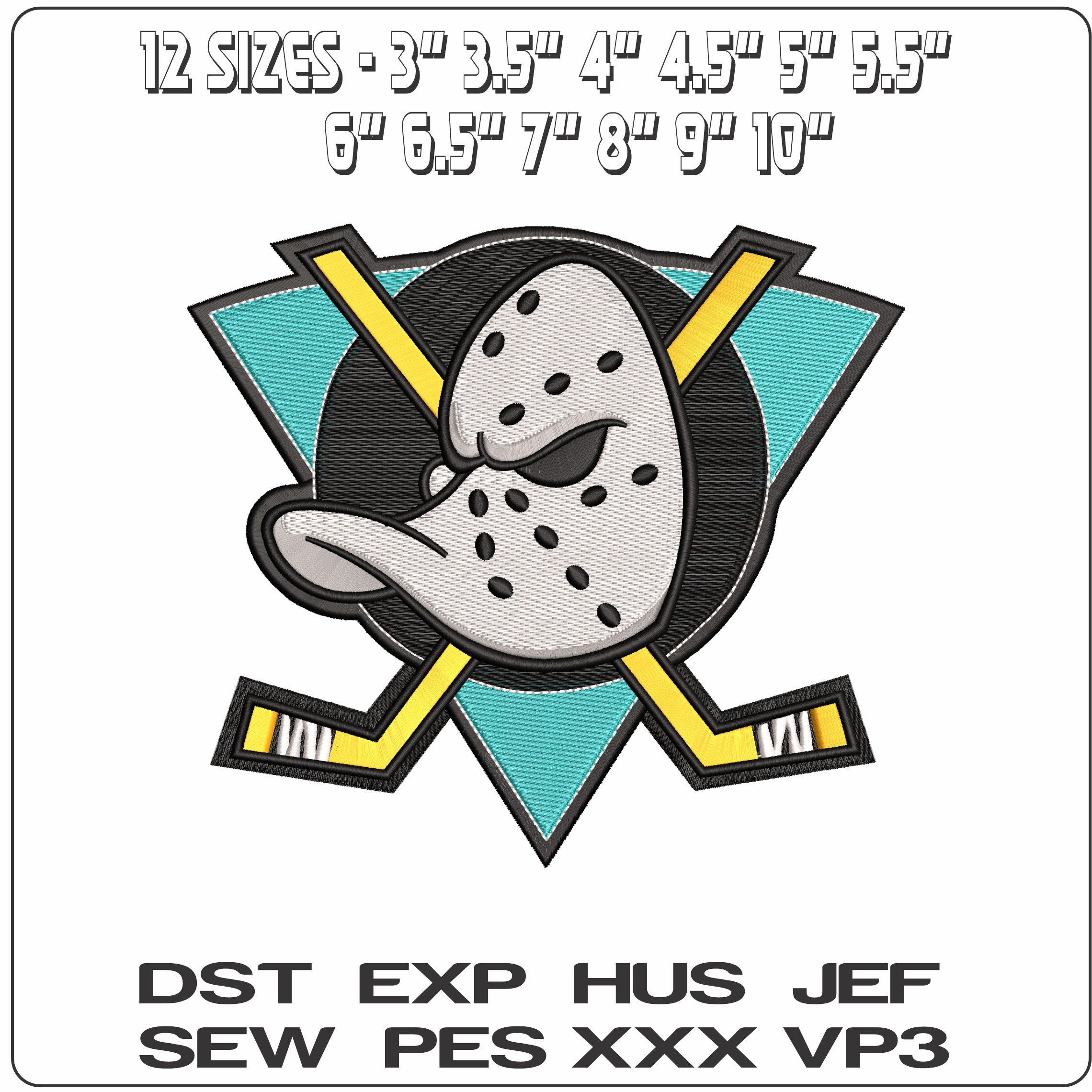 Anaheim Mighty Ducks NHL   - Elegant embroidery design file - instant download — view 2
