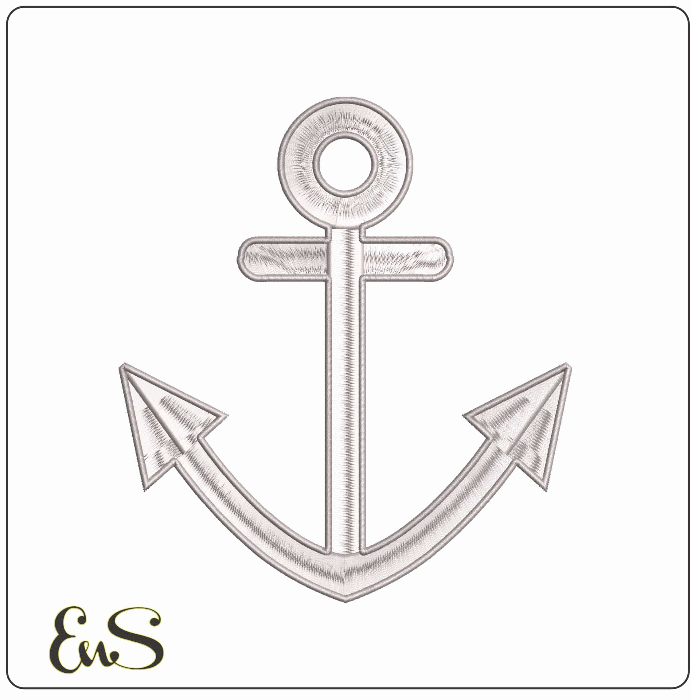 Anchor with Outline   - Elegant embroidery design file - instant download