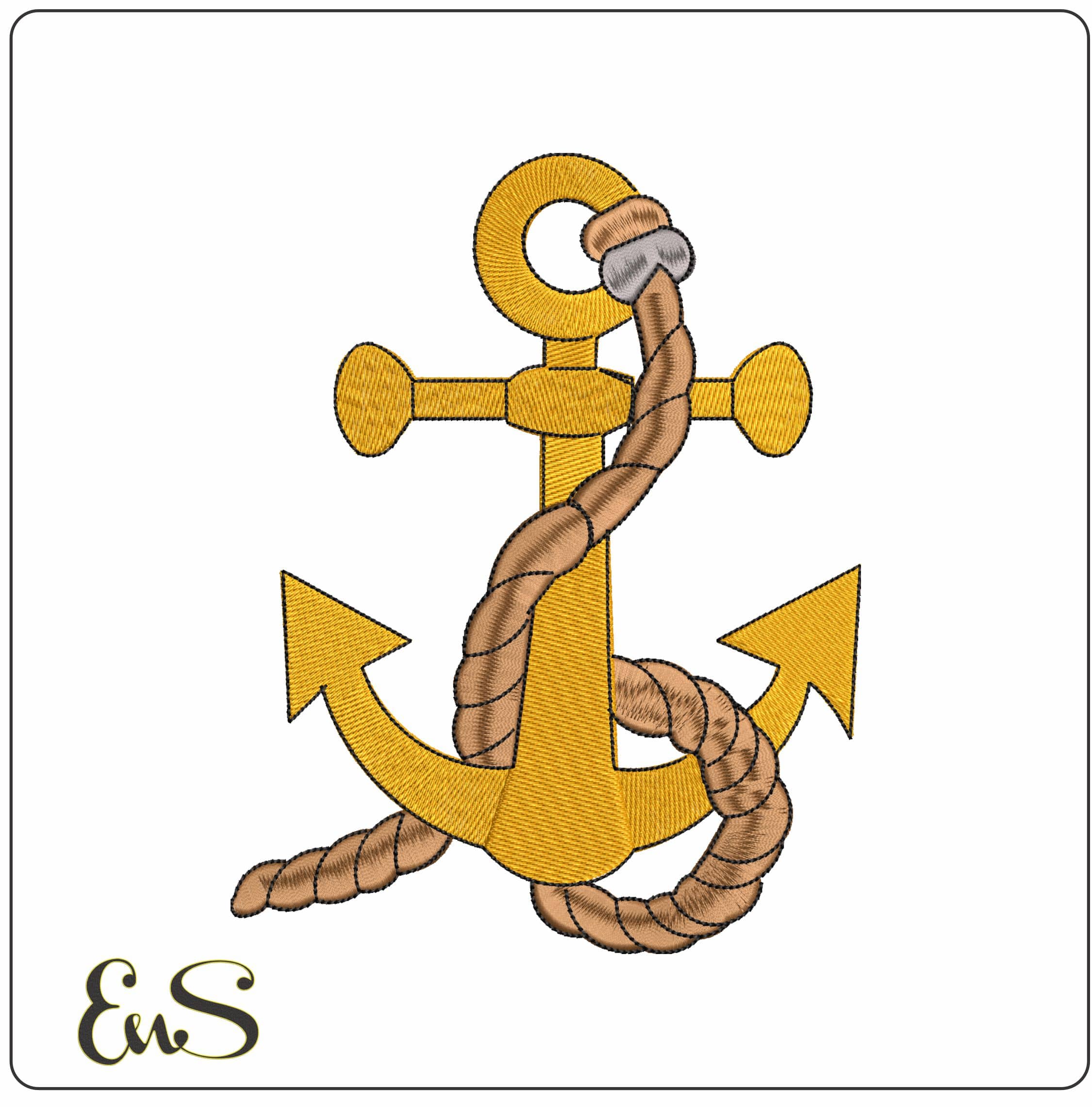 Anchor with Rope   - Elegant embroidery design file - instant download