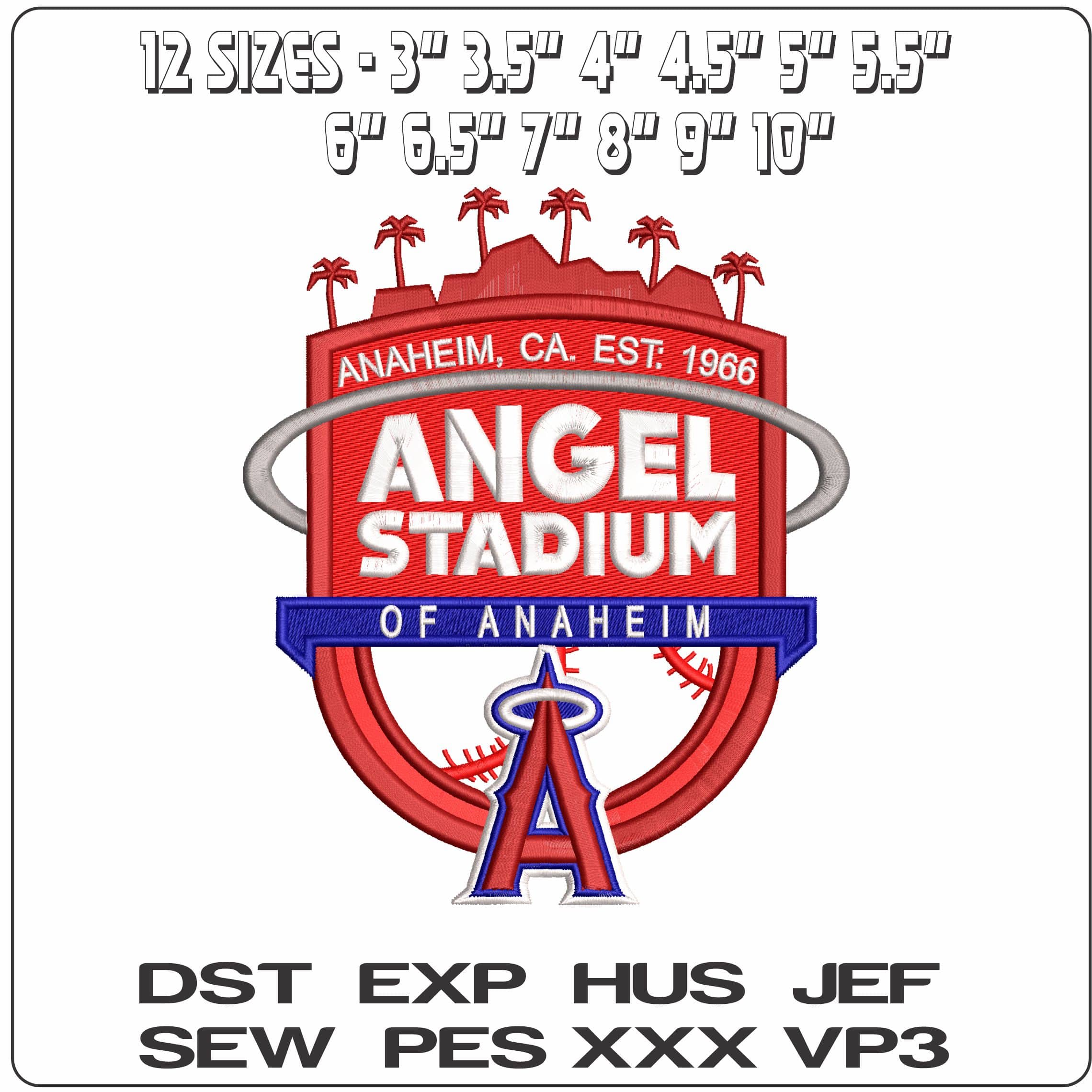 ANGEL STADIUM0202   - Elegant embroidery design file - instant download — view 2