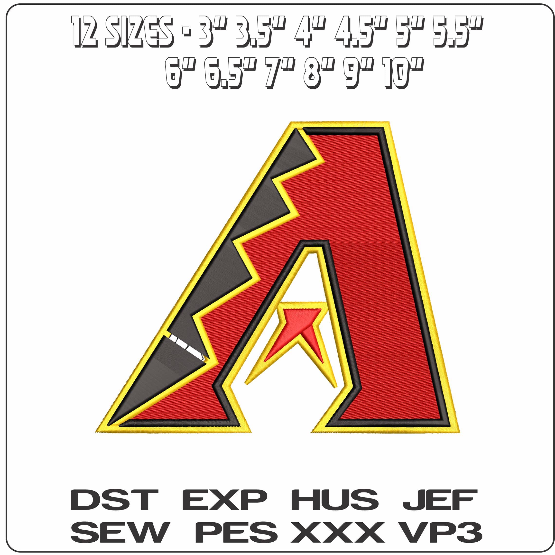 Arizona Diamondback MLB   - Elegant embroidery design file - instant download — view 2