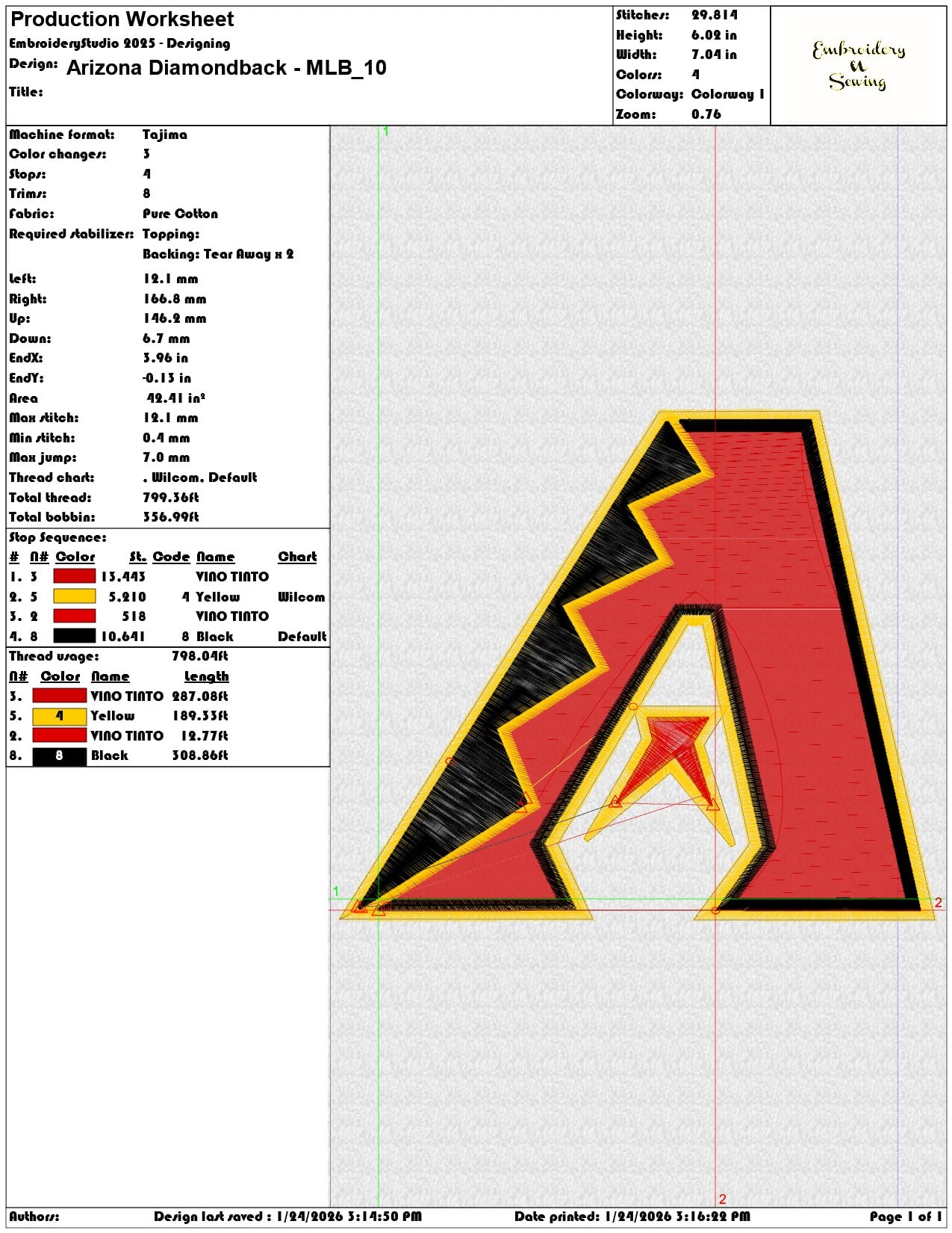 Arizona Diamondback MLB   - Elegant embroidery design file - instant download — view 3
