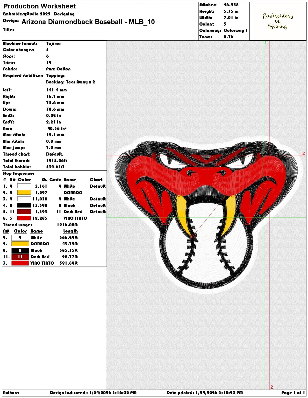 Arizona Diamondback Baseball MLB   - Elegant embroidery design file - instant download — view 3