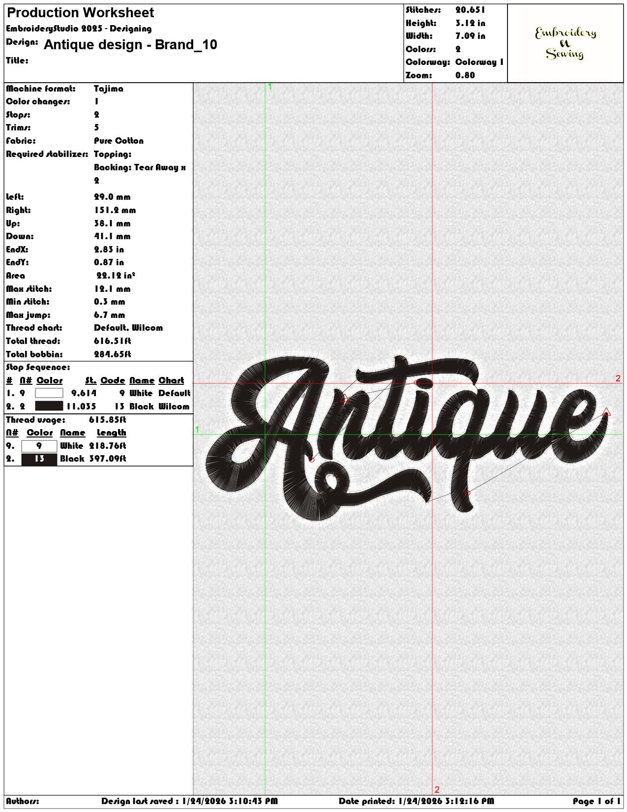 Antique design Brand   - Elegant embroidery design file - instant download — view 3