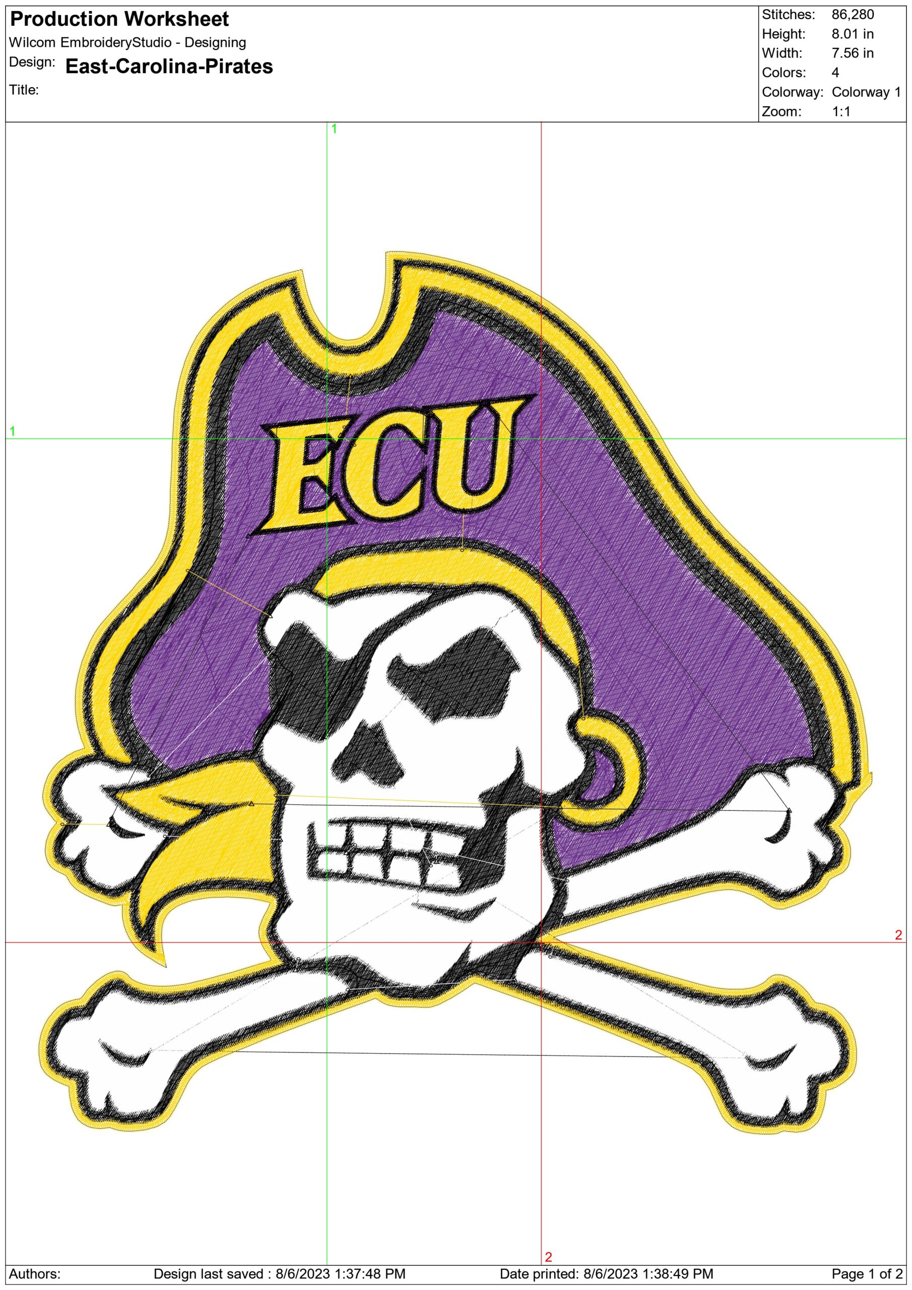 East Carolina Pirates embroidery design - East Carolina University, Greenville embroidery machine pattern embroidery file instant download — view 2