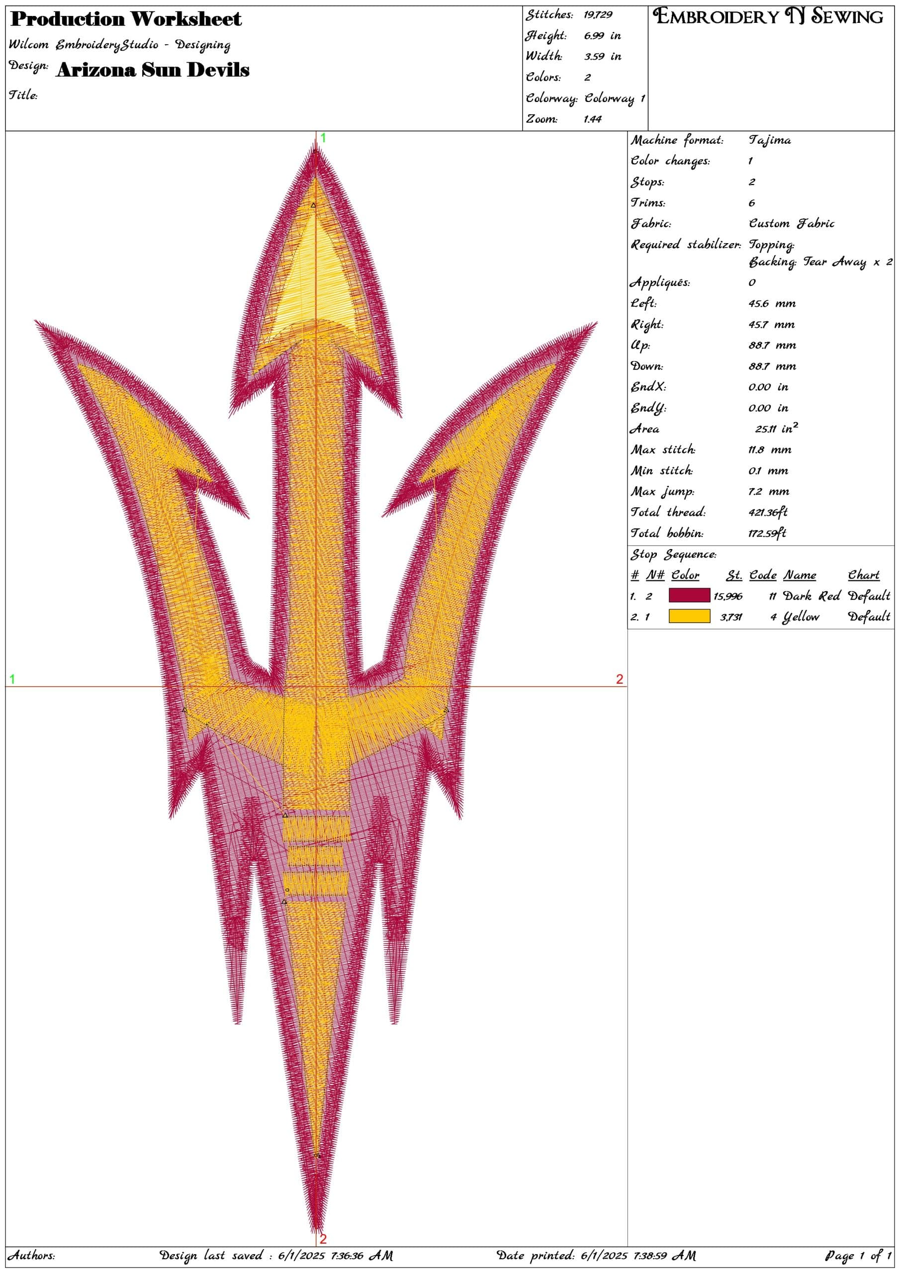 Arizona Sun Devils   - Elegant embroidery design file - instant download — view 3