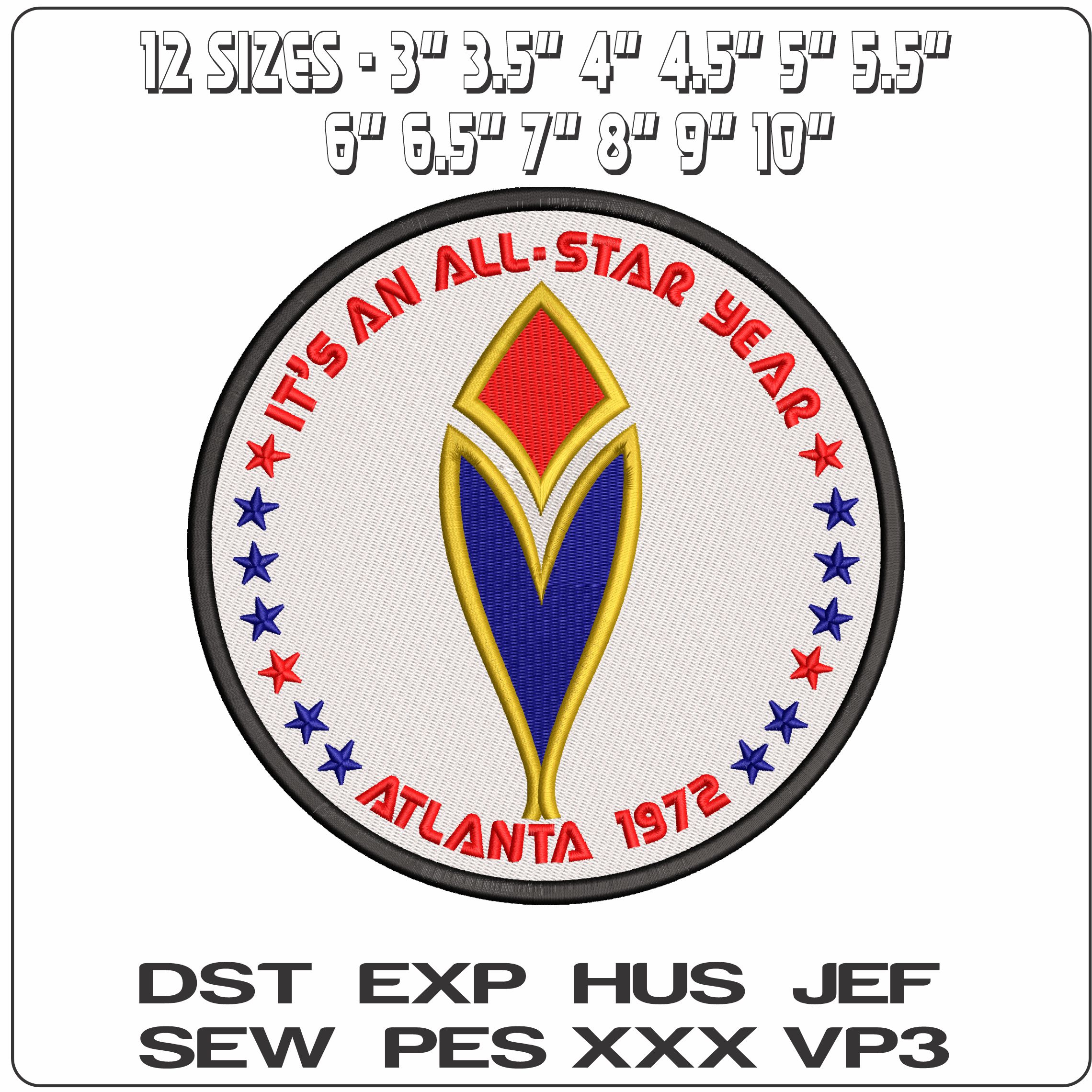 Atlanta 1972   - Elegant embroidery design file - instant download — view 2