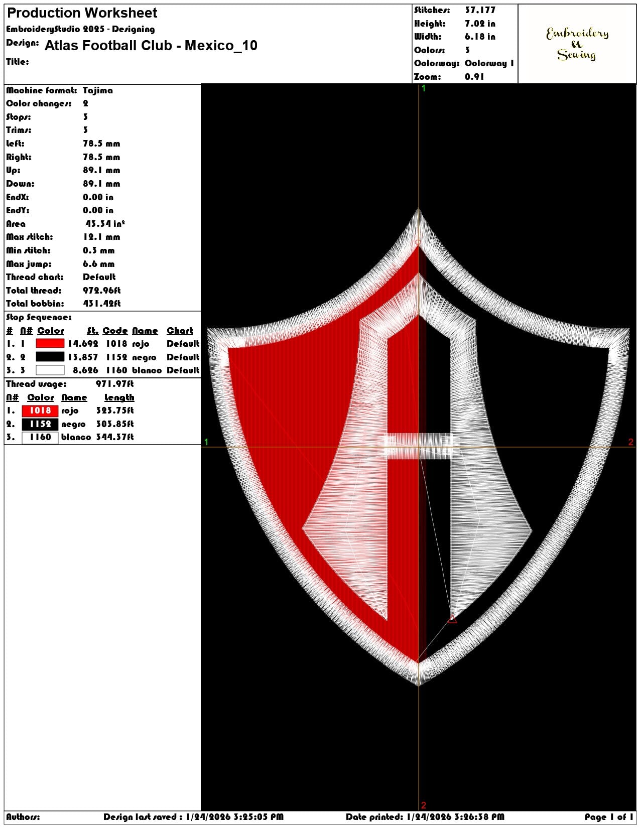 Atlas Football Club Mexico   - Elegant embroidery design file - instant download — view 3