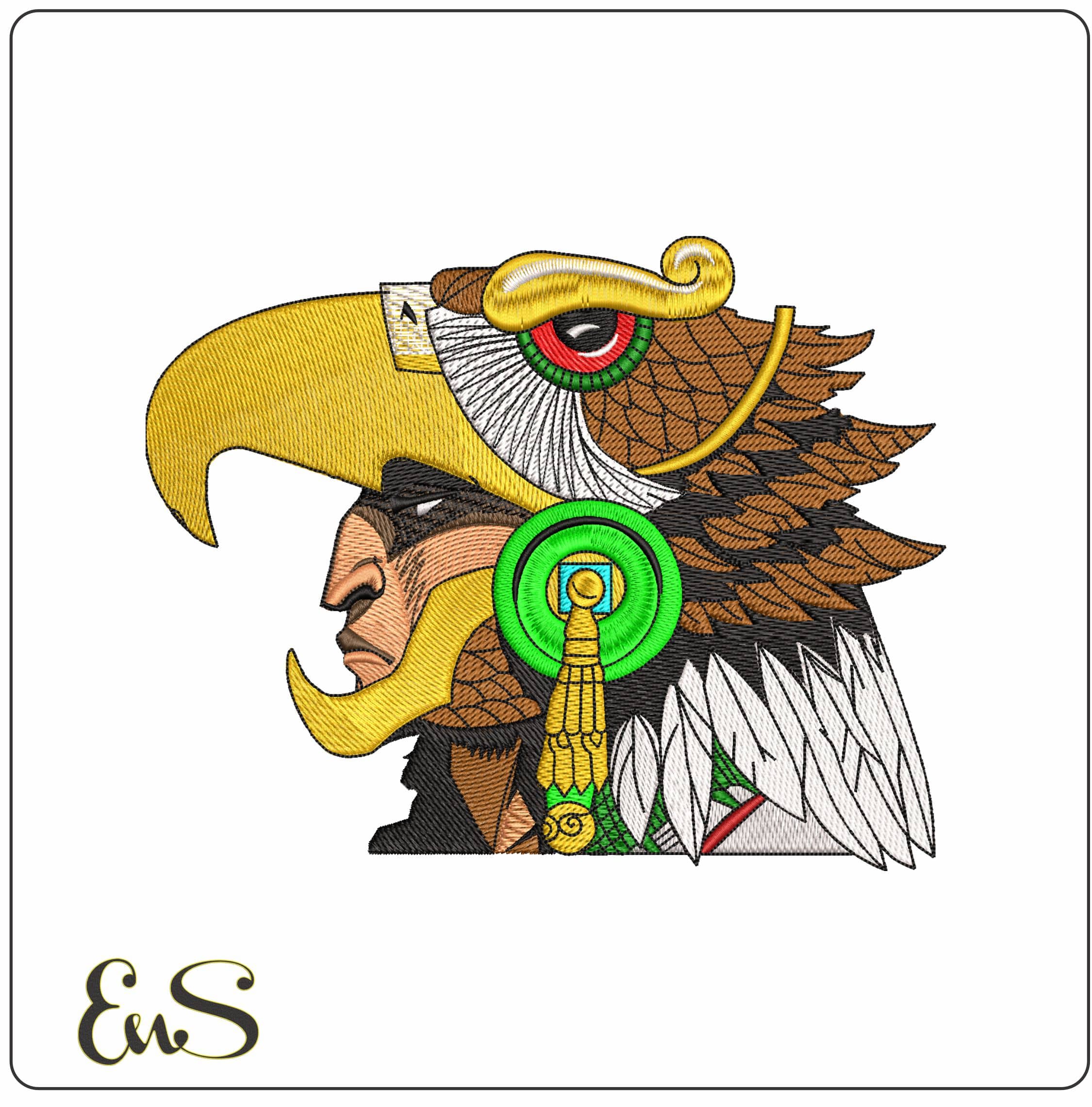 Aztec Eagle Wariror Cuauhpipiltin Country   - Elegant embroidery design file - instant download