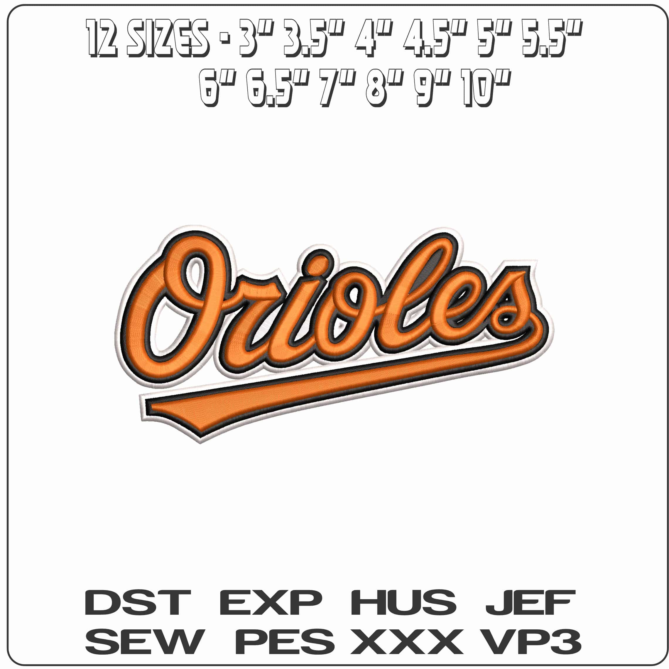 Baltimore Orioles MLB   - Elegant embroidery design file - instant download — view 2