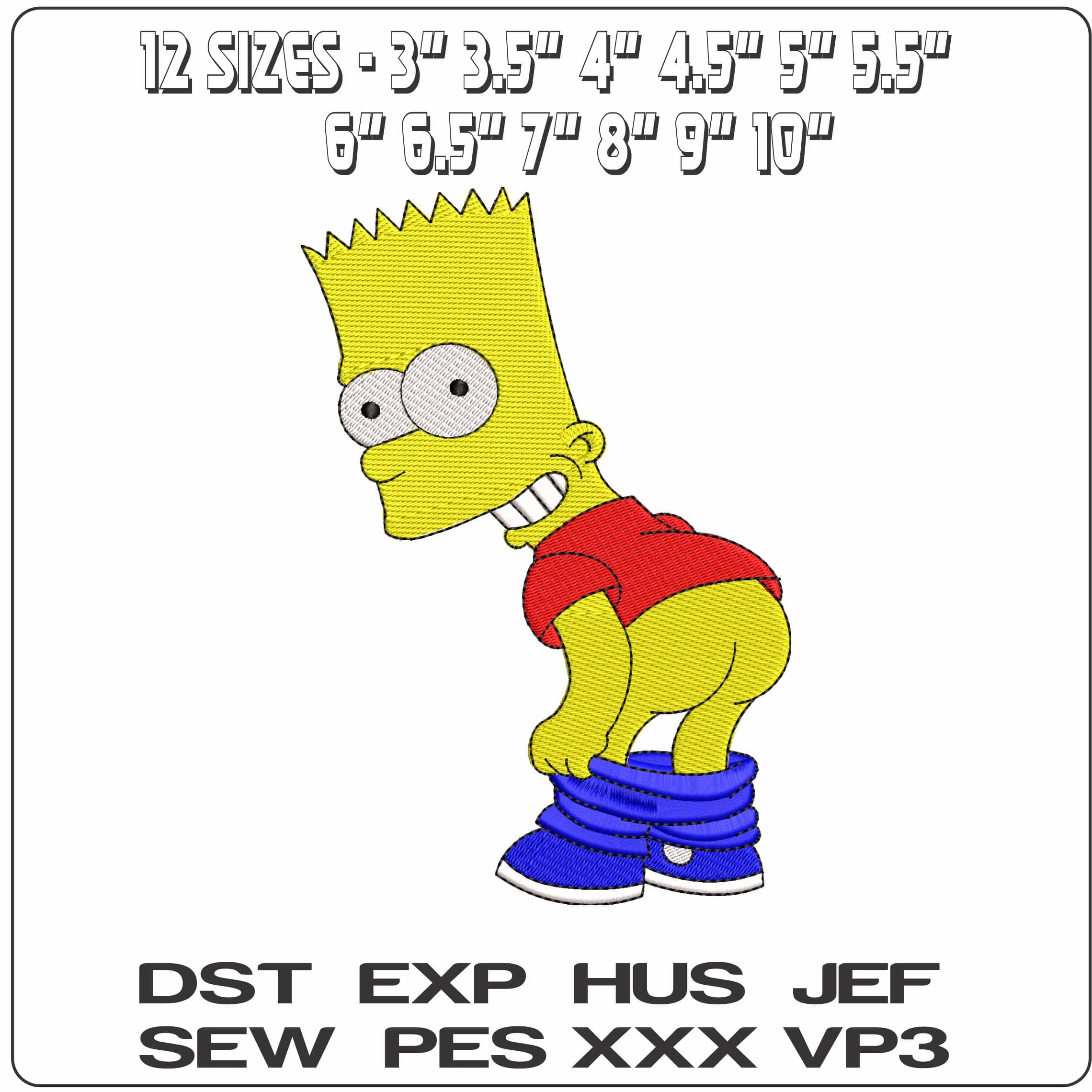 Bart Simpson Showing Butt   - Elegant embroidery design file - instant download — view 2