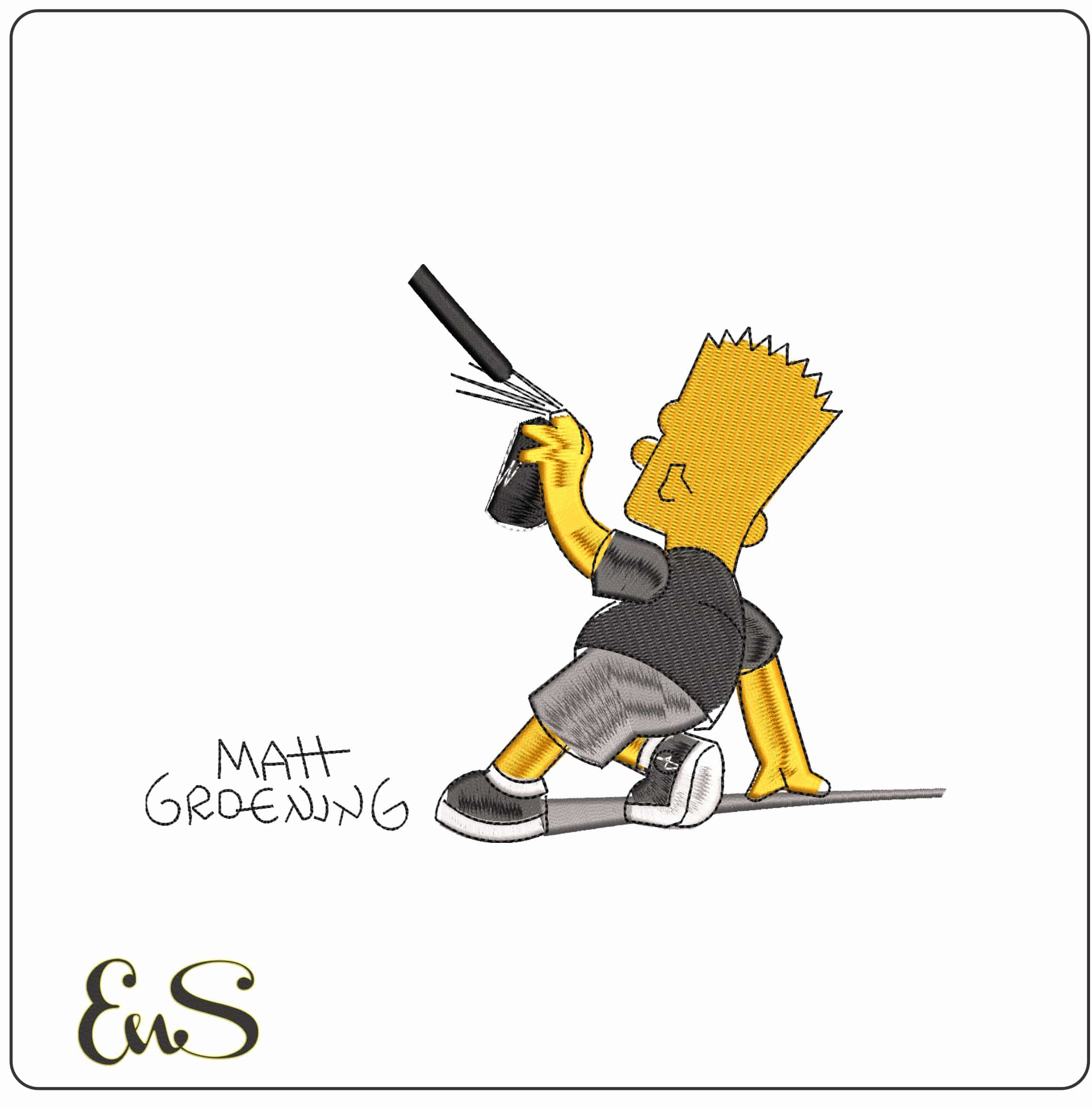 Bart Simpson Spray The Simspons   - Elegant embroidery design file - instant download