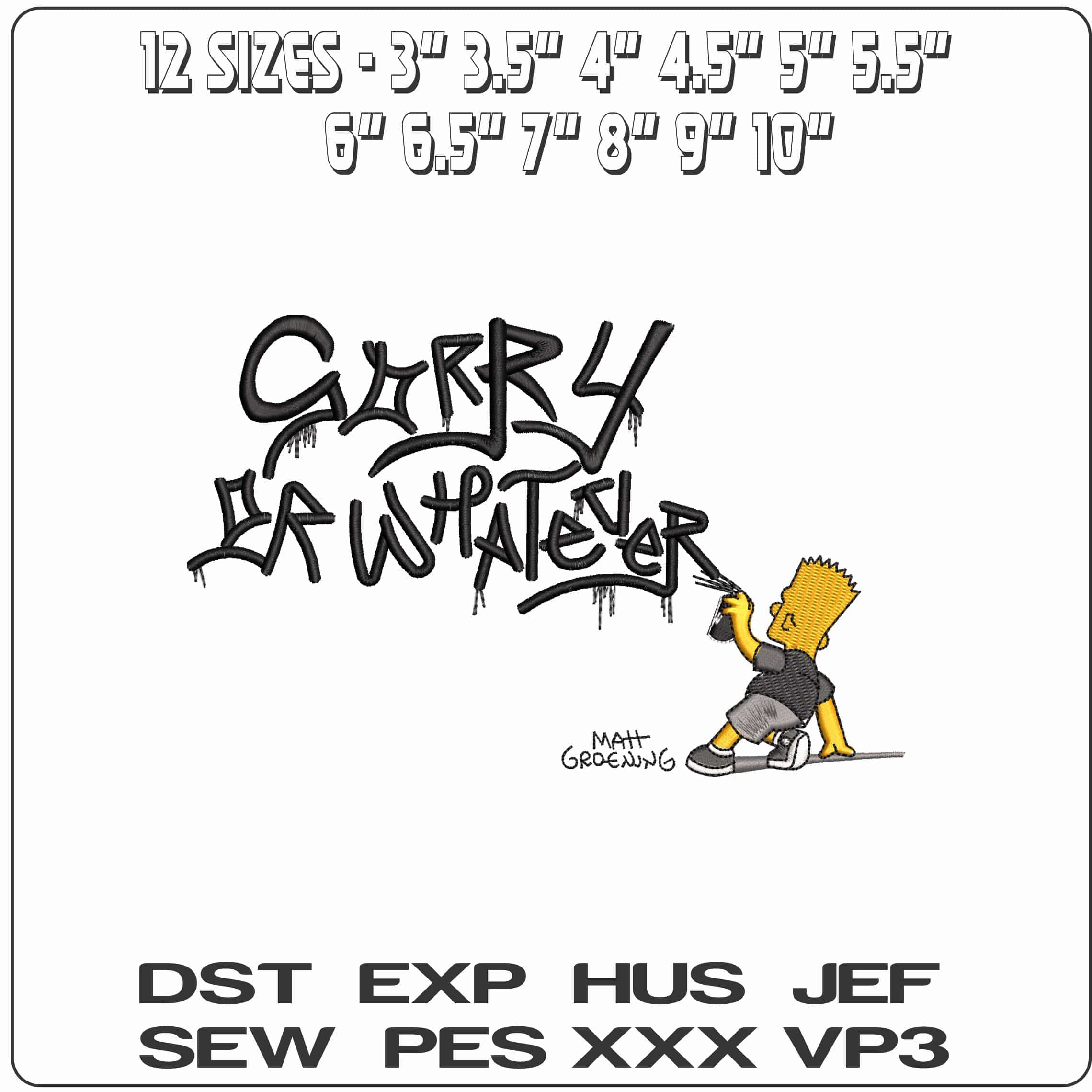 Bart Simpson Spray Sorry The Simspons   - Elegant embroidery design file - instant download — view 2