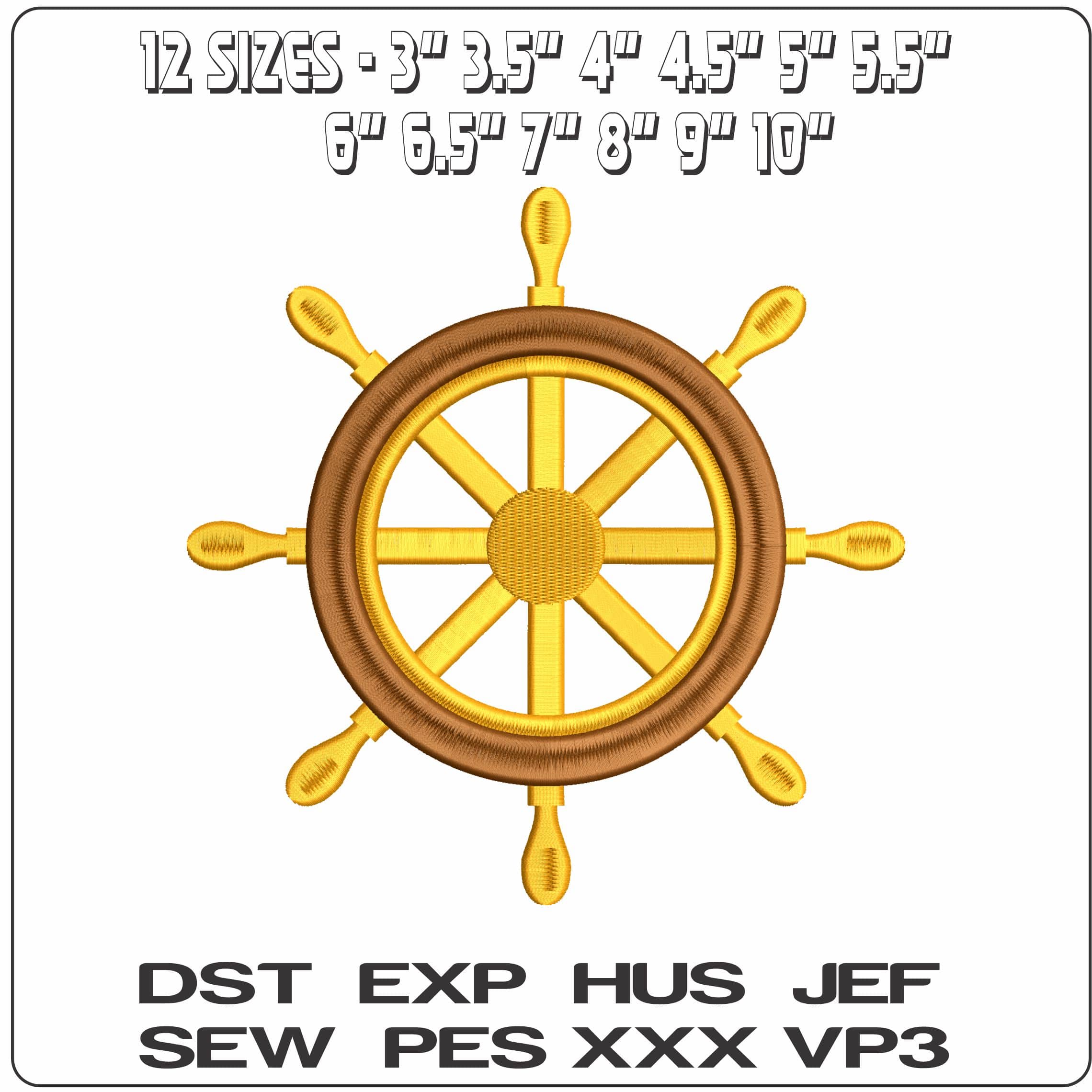 Basic Ships Helm   - Elegant embroidery design file - instant download — view 2
