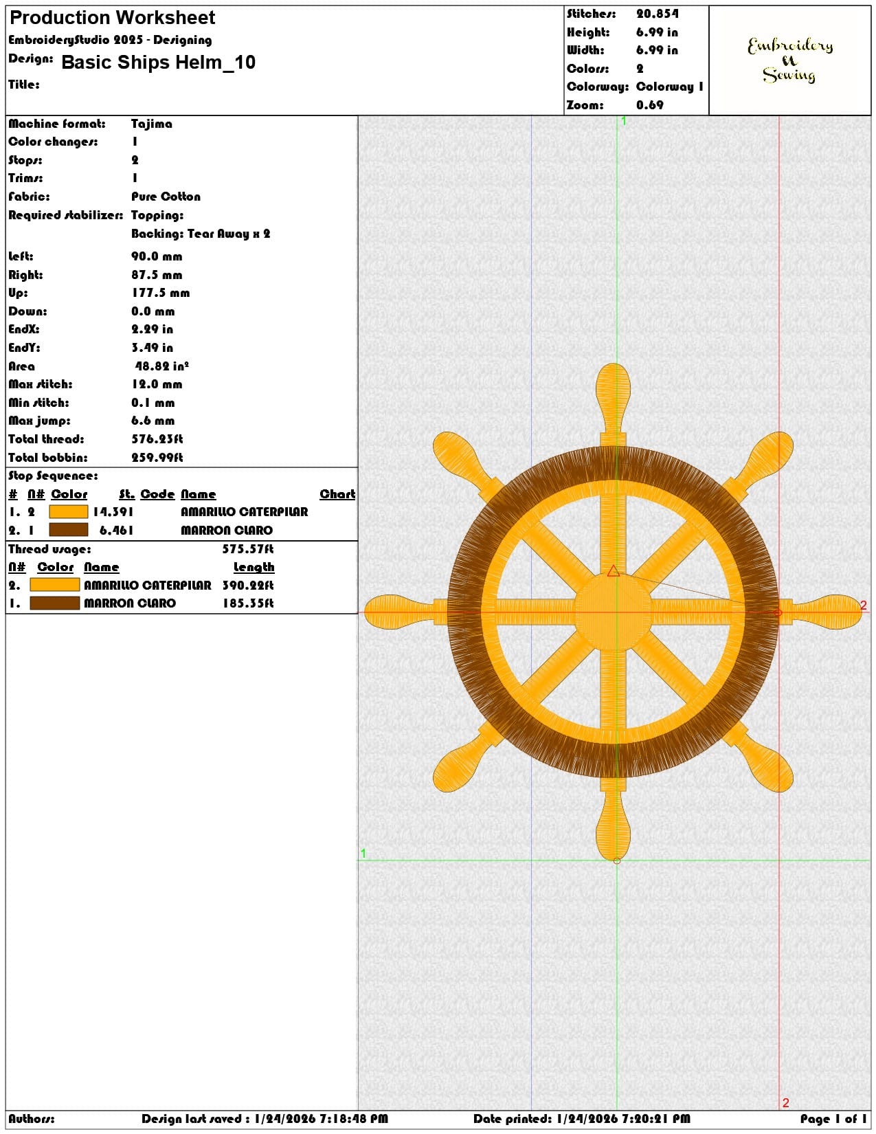 Basic Ships Helm   - Elegant embroidery design file - instant download — view 3