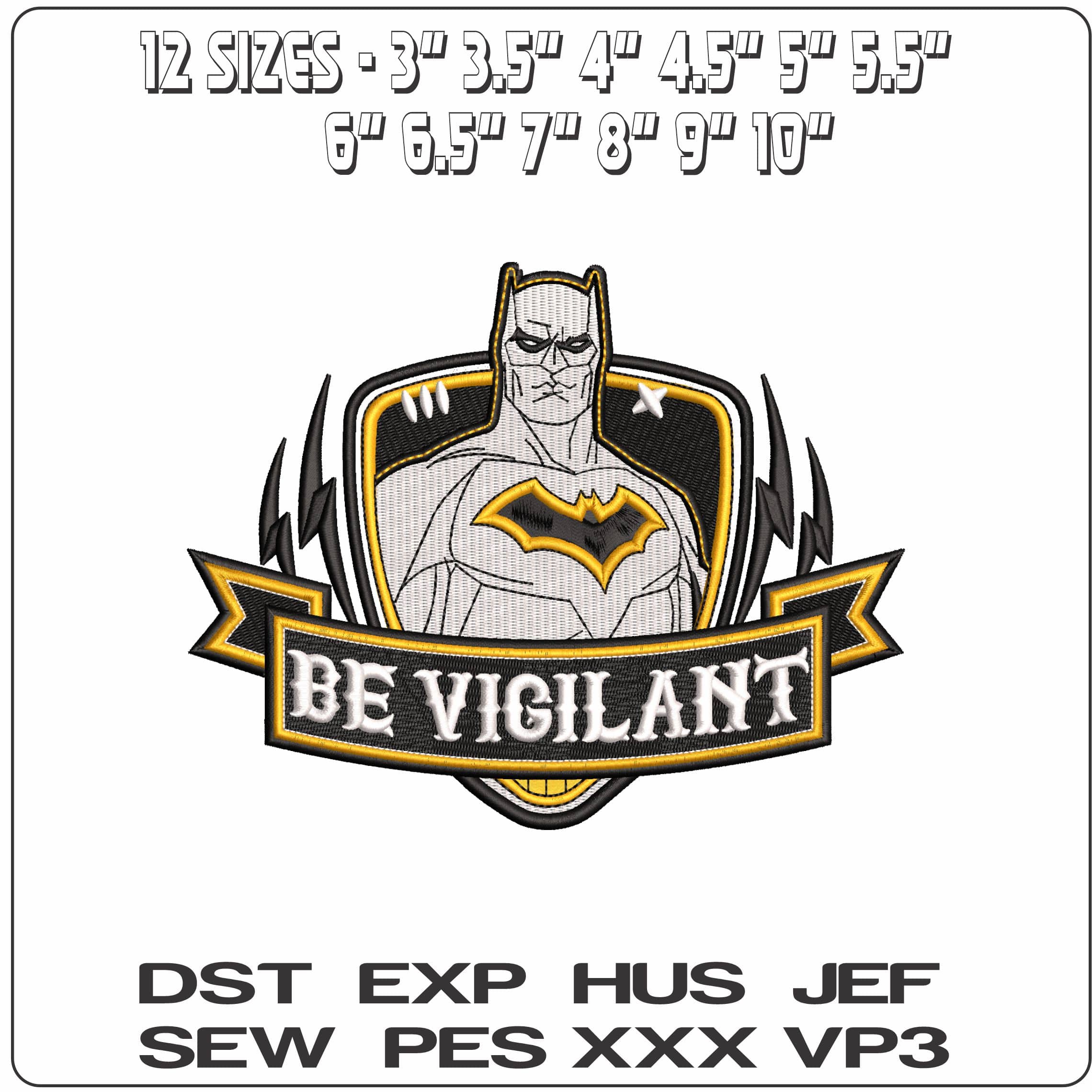 Batman Be Vigiant Logo DC Comics   - Elegant embroidery design file - instant download — view 2
