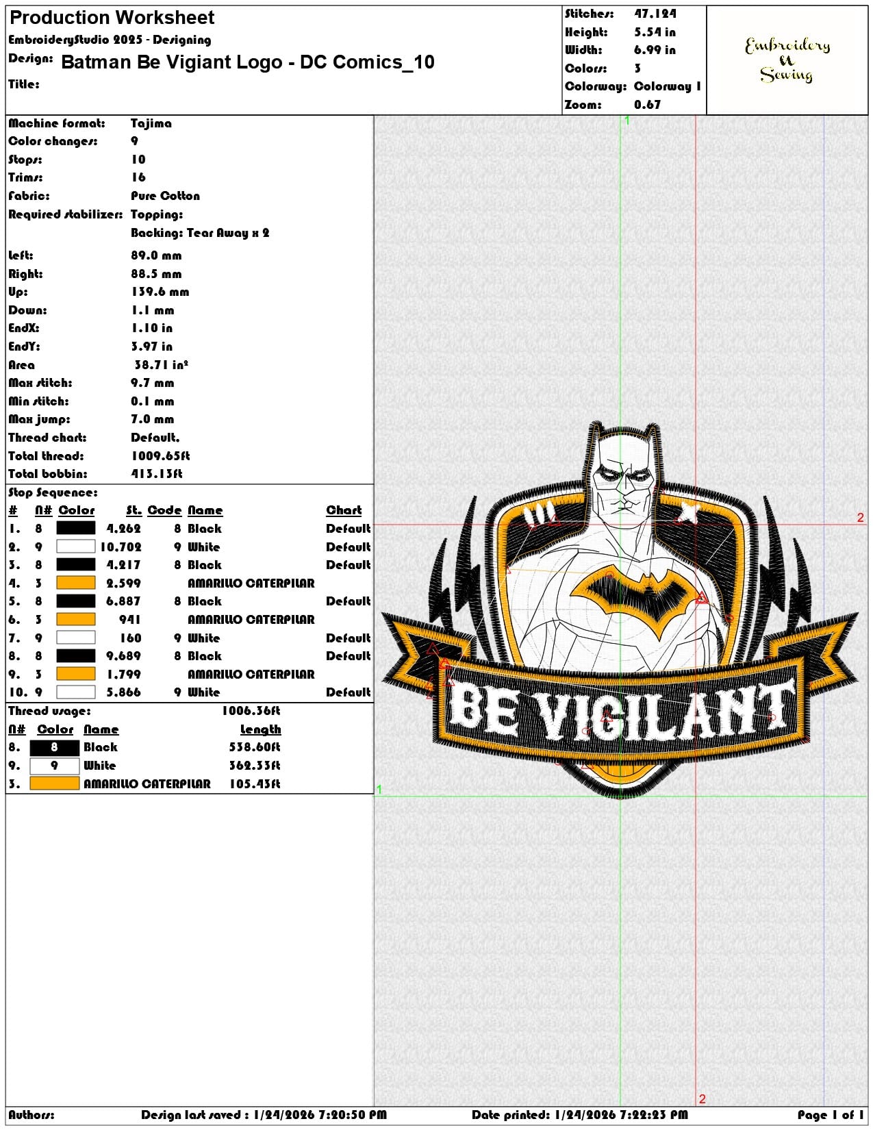 Batman Be Vigiant Logo DC Comics   - Elegant embroidery design file - instant download — view 3