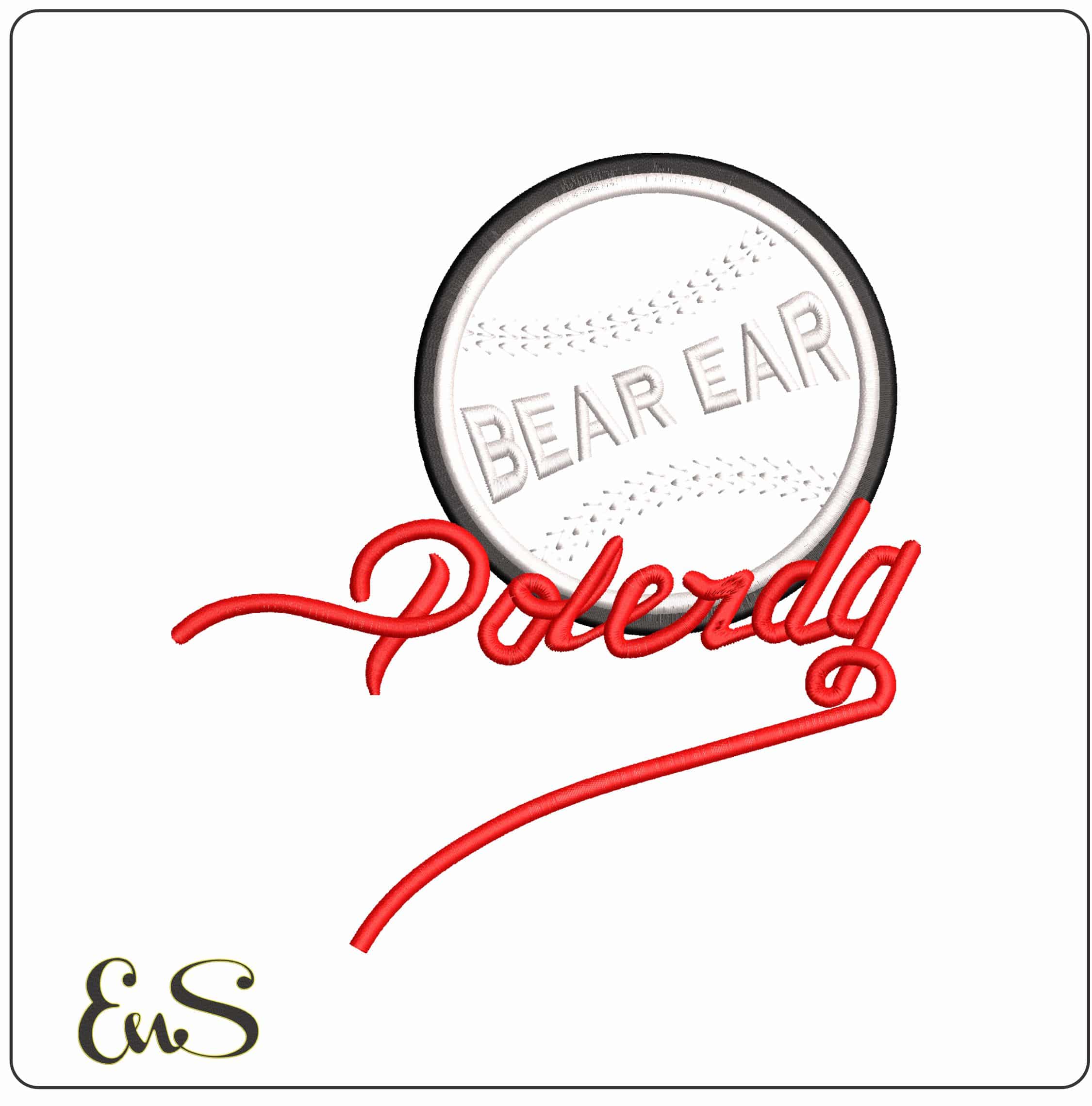 Bear Ear Polerdg Baseball    - Elegant embroidery design file - instant download