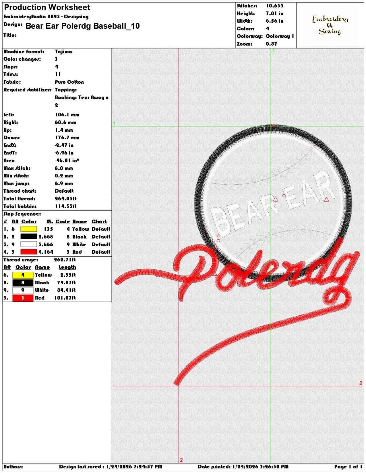 Bear Ear Polerdg Baseball    - Elegant embroidery design file - instant download — view 3
